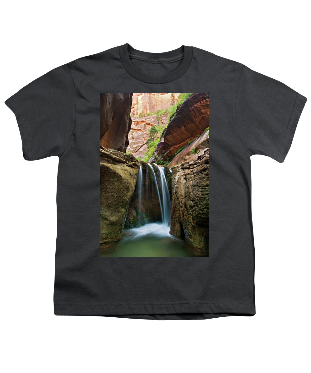 Veiled Falls Narrows Youth T-Shirt featuring the photograph Veiled Falls by Wesley Aston