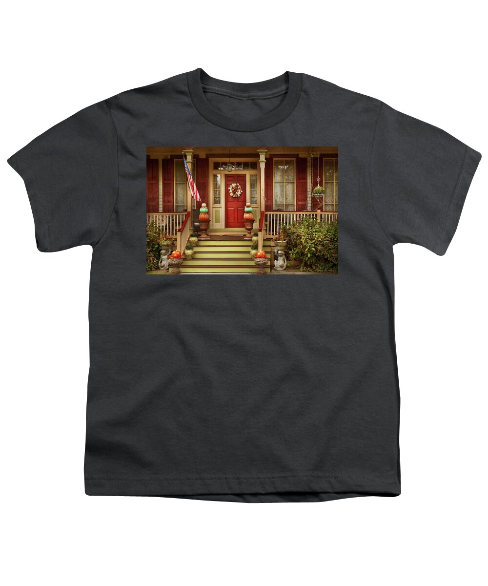 Pumpkin Youth T-Shirt featuring the photograph Victorian House - Halloween is a real treat by Mike Savad