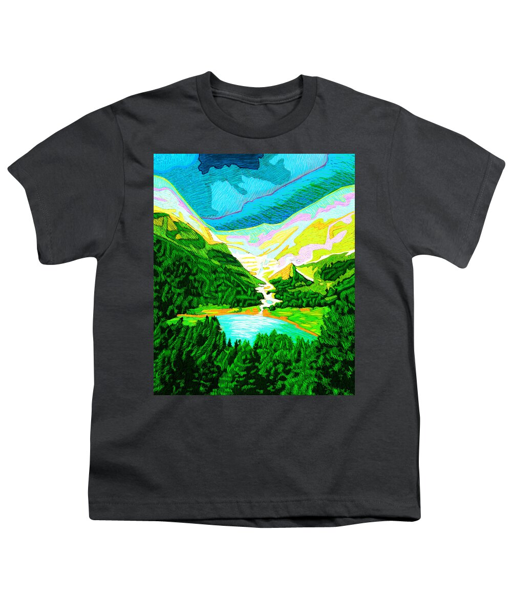 Switzerland Youth T-Shirt featuring the painting View From Bernini Express by Rod Whyte