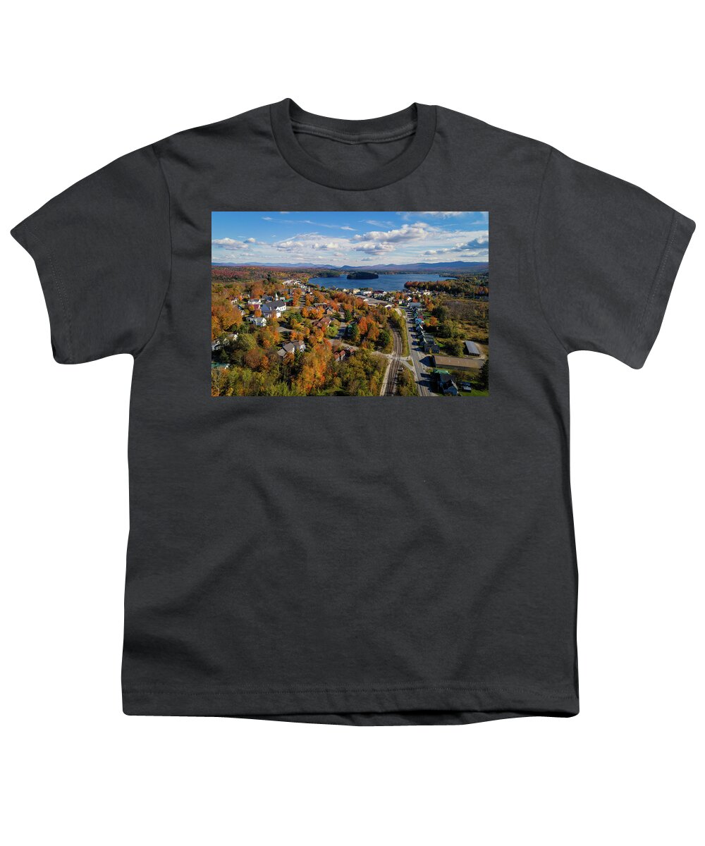 Landscape Youth T-Shirt featuring the photograph Village of Island Pond, Vermont - October 2017 by John Rowe