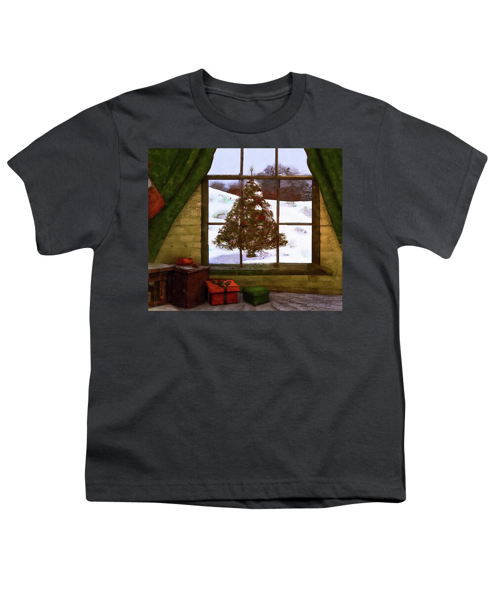 Christmas Youth T-Shirt featuring the digital art Vintage Christmas by Alison Frank
