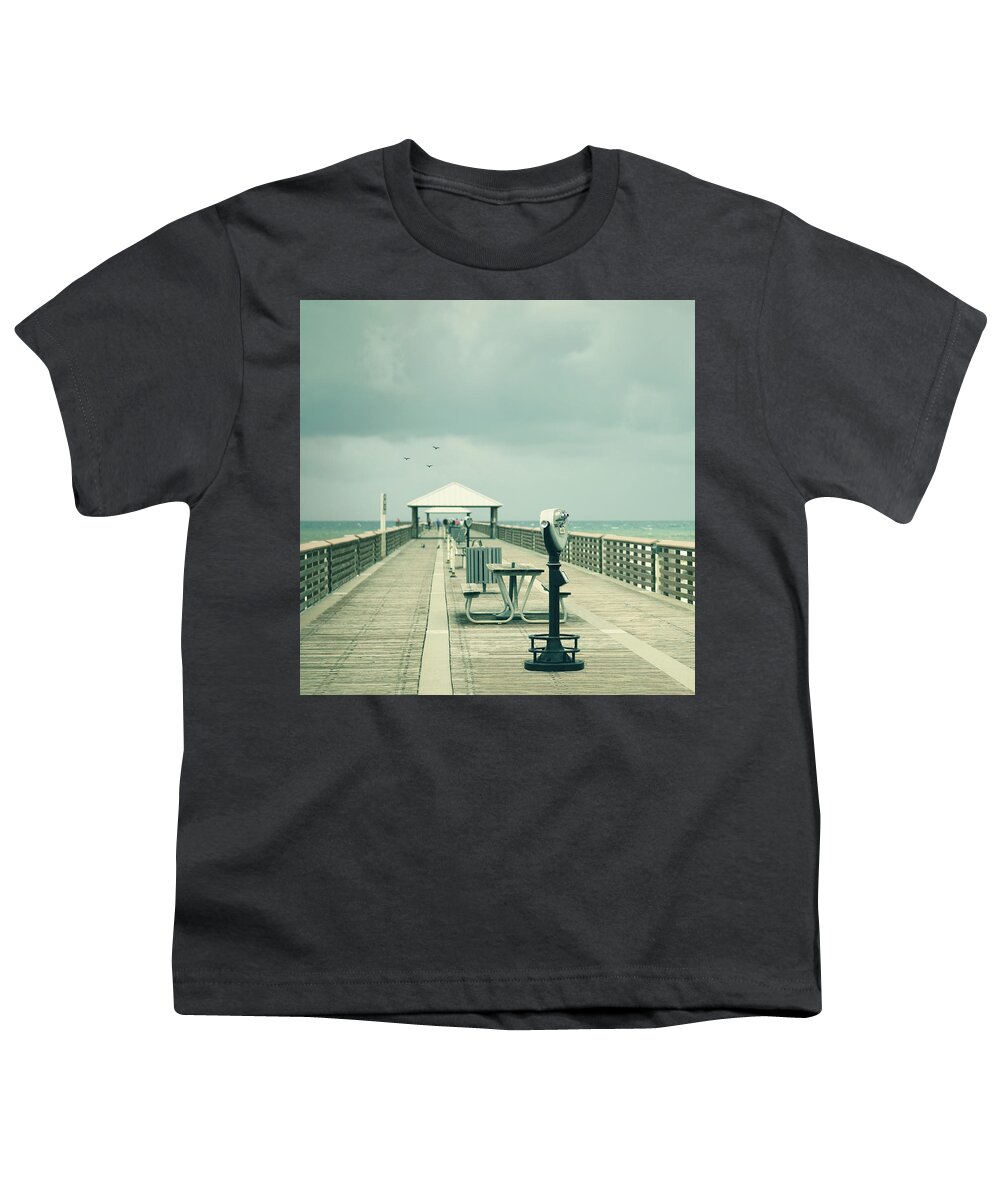 Pier Youth T-Shirt featuring the photograph Juno Pier Vintage Viewer by Laura Fasulo