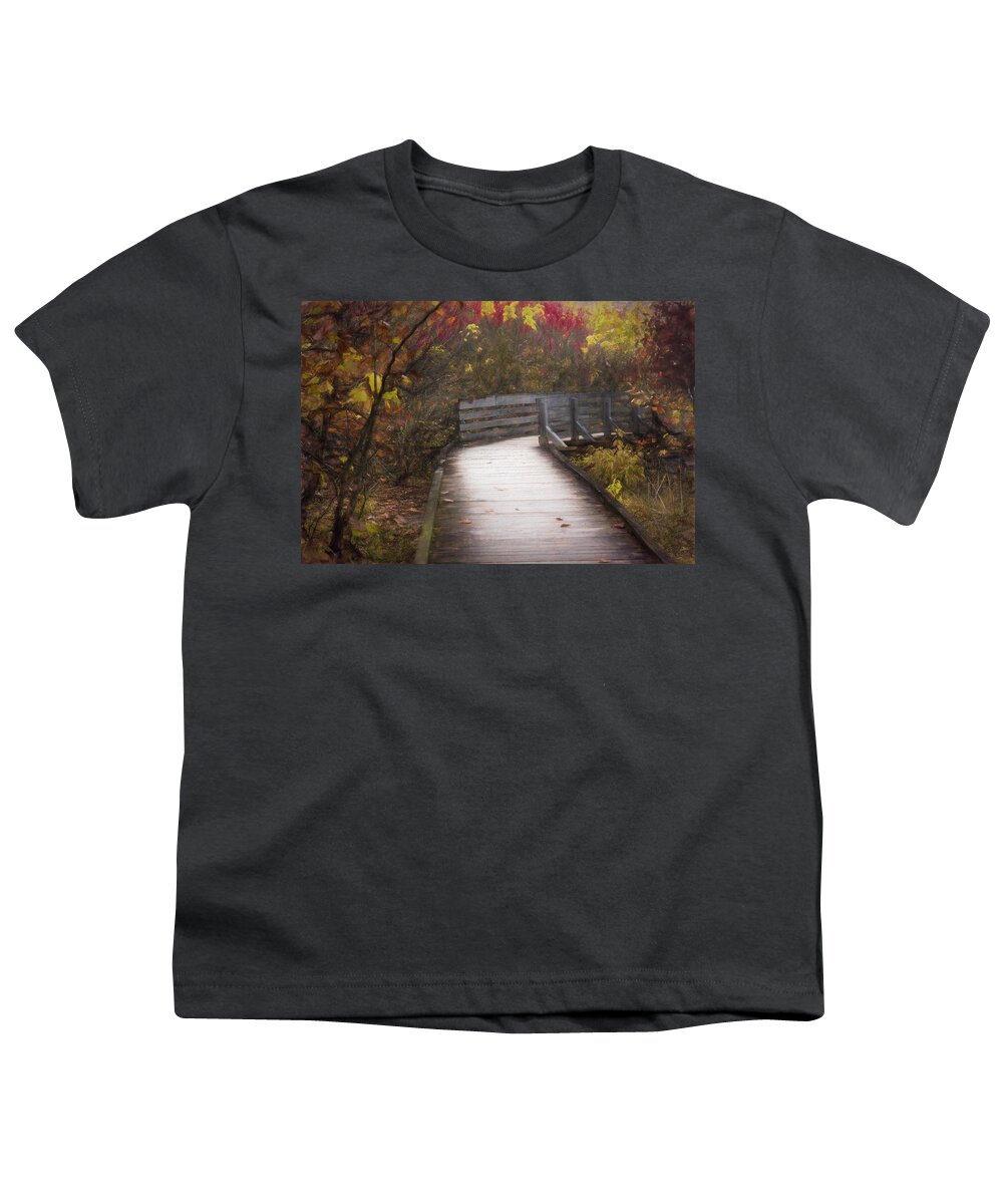 Dock Youth T-Shirt featuring the photograph Walk into Autumn Beauty Painting by Debra and Dave Vanderlaan