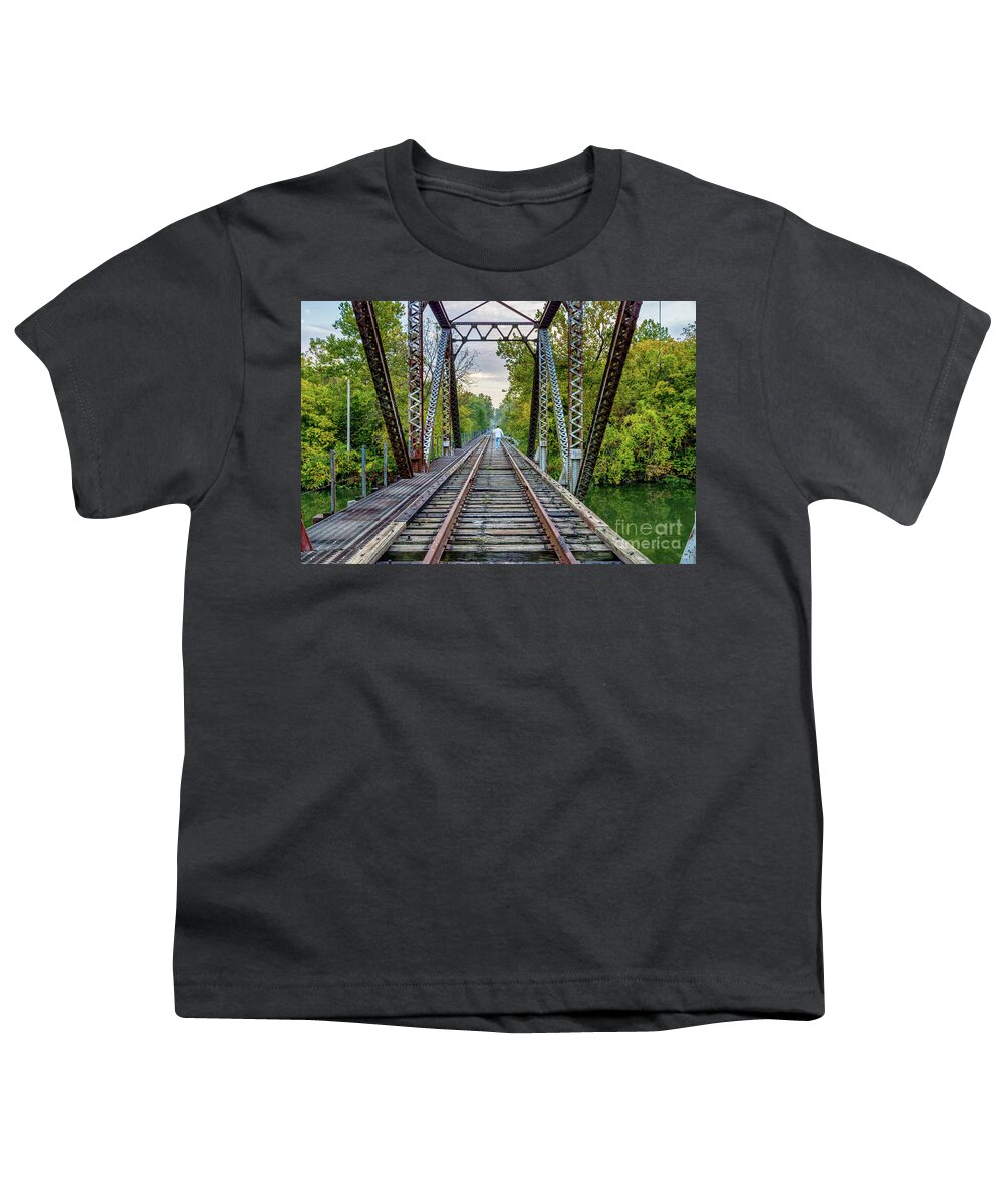 Railroad Youth T-Shirt featuring the photograph Walking The Abandoned Tracks by Jennifer White