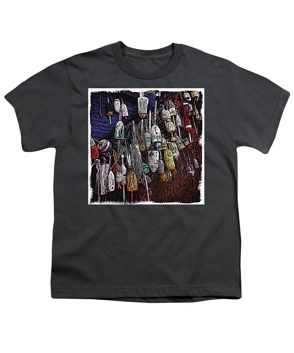 Maine Youth T-Shirt featuring the photograph Wall O'Bouys - Maine by Ann Tracy