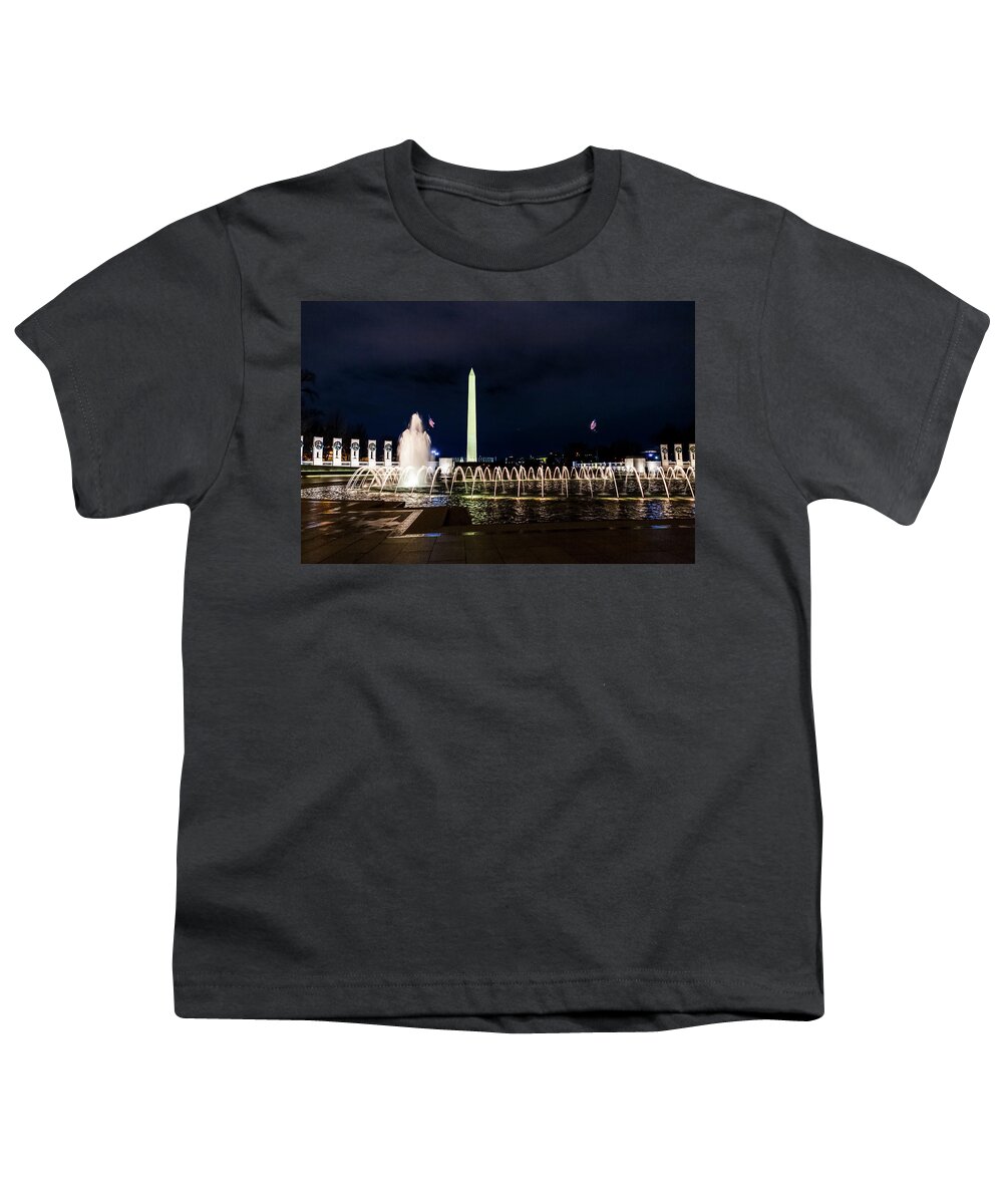 Washington Monument Youth T-Shirt featuring the digital art Washington Monument from the World War II Memorial by SnapHappy Photos