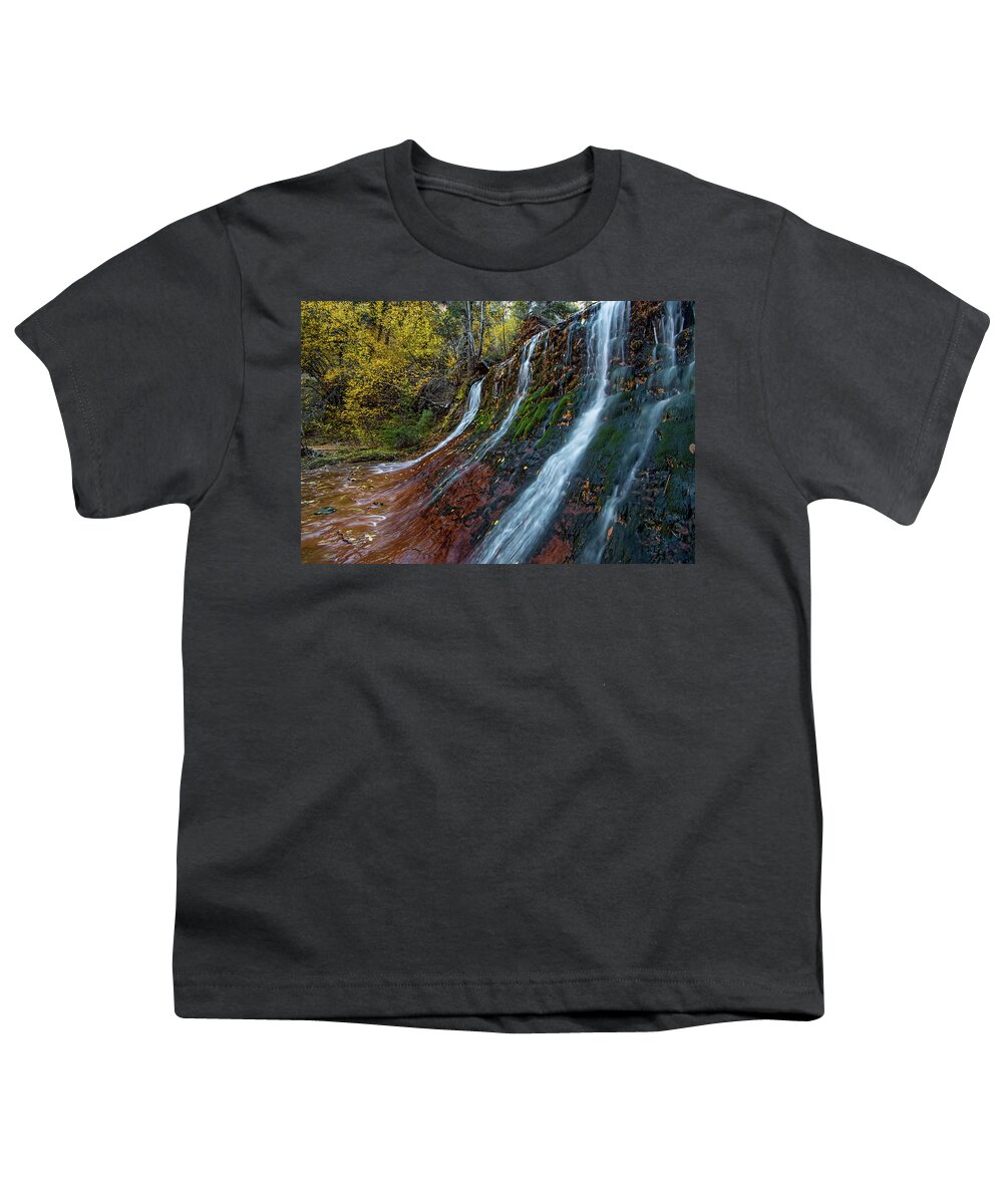 Arch Angel Falls Youth T-Shirt featuring the photograph Waterfall in The Left Fork of Zion by Wesley Aston