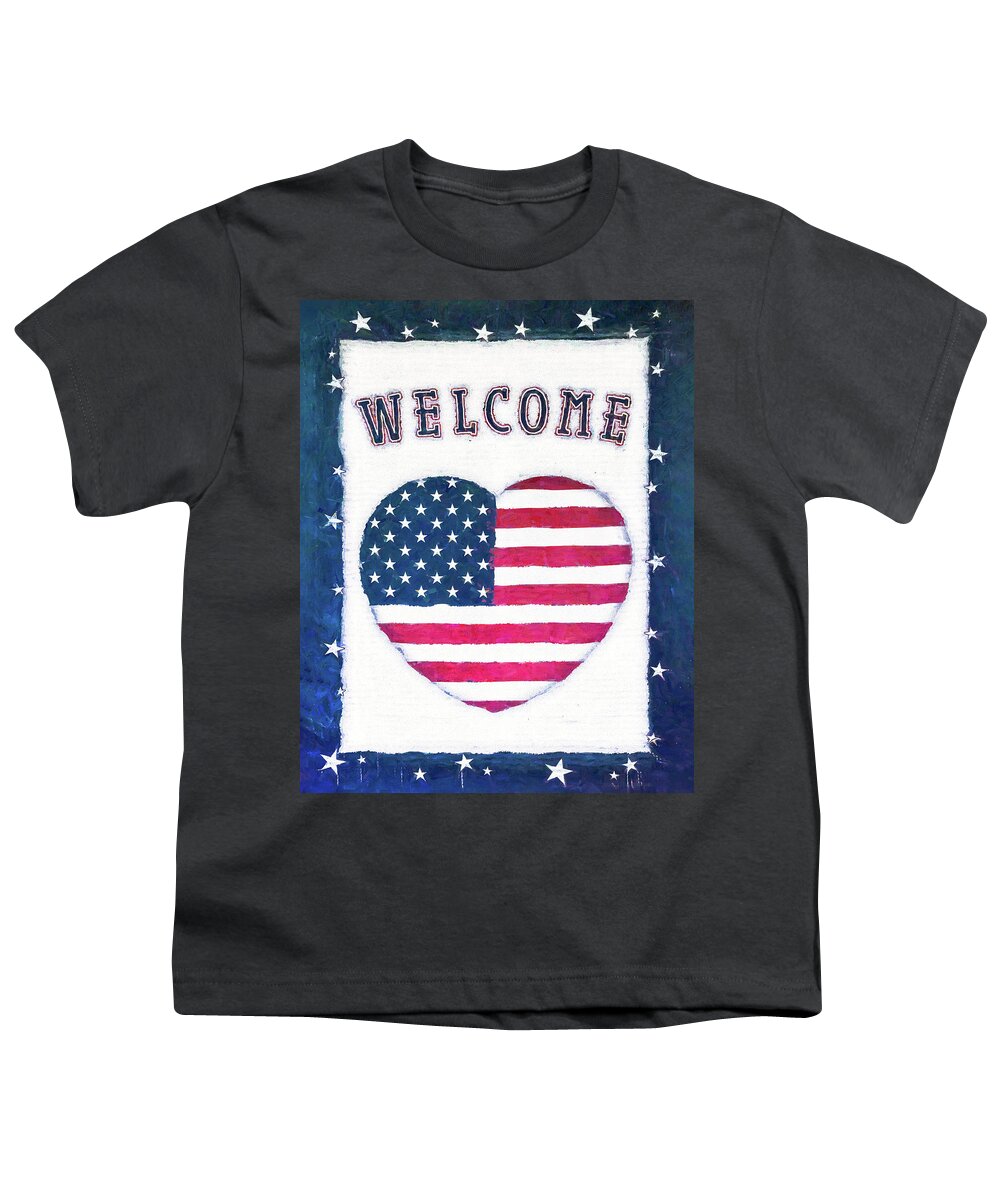 Flag Youth T-Shirt featuring the digital art Welcome by John Kirkland