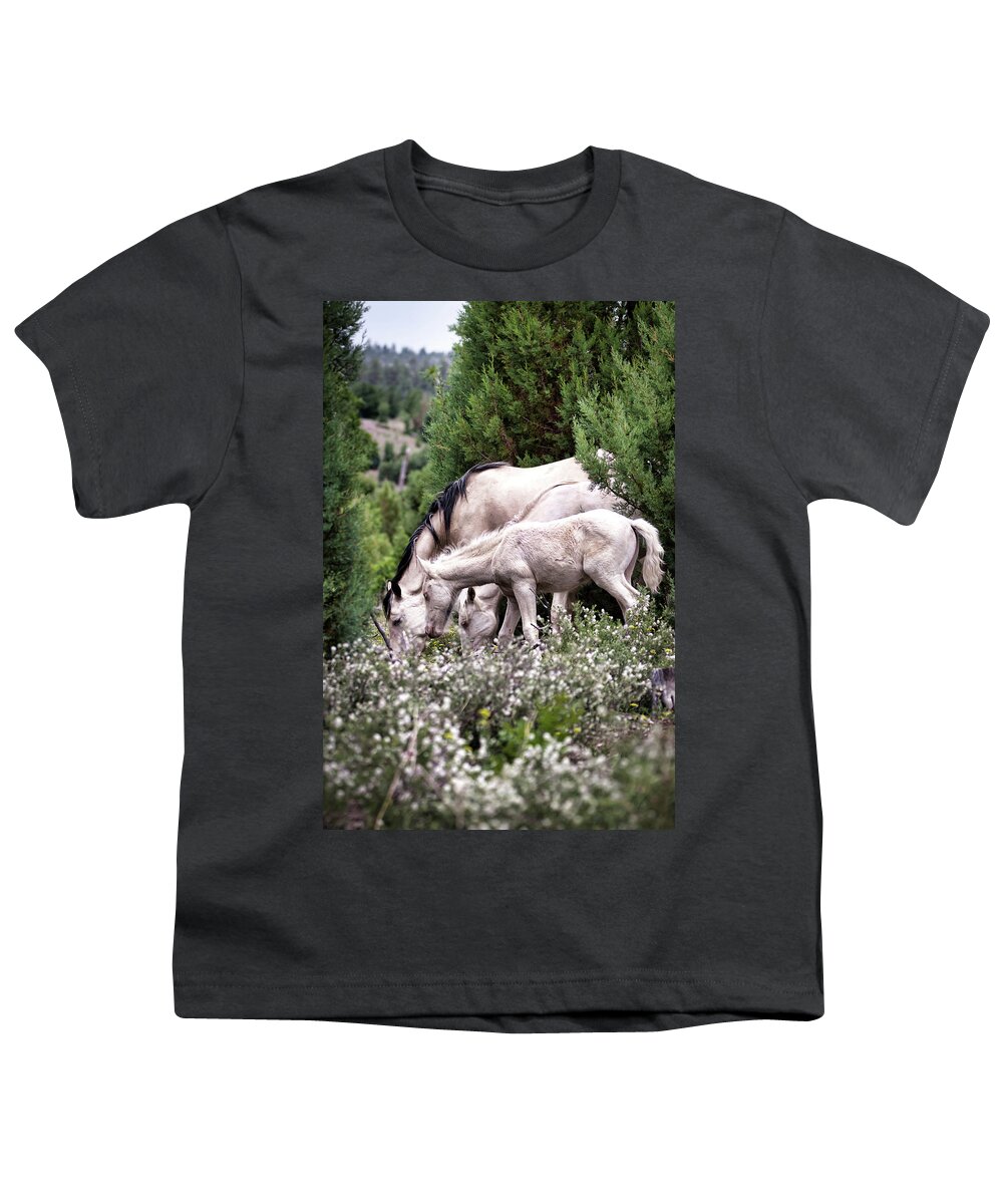 Wild Horses Youth T-Shirt featuring the photograph Wild Flower Breakfast by American Landscapes