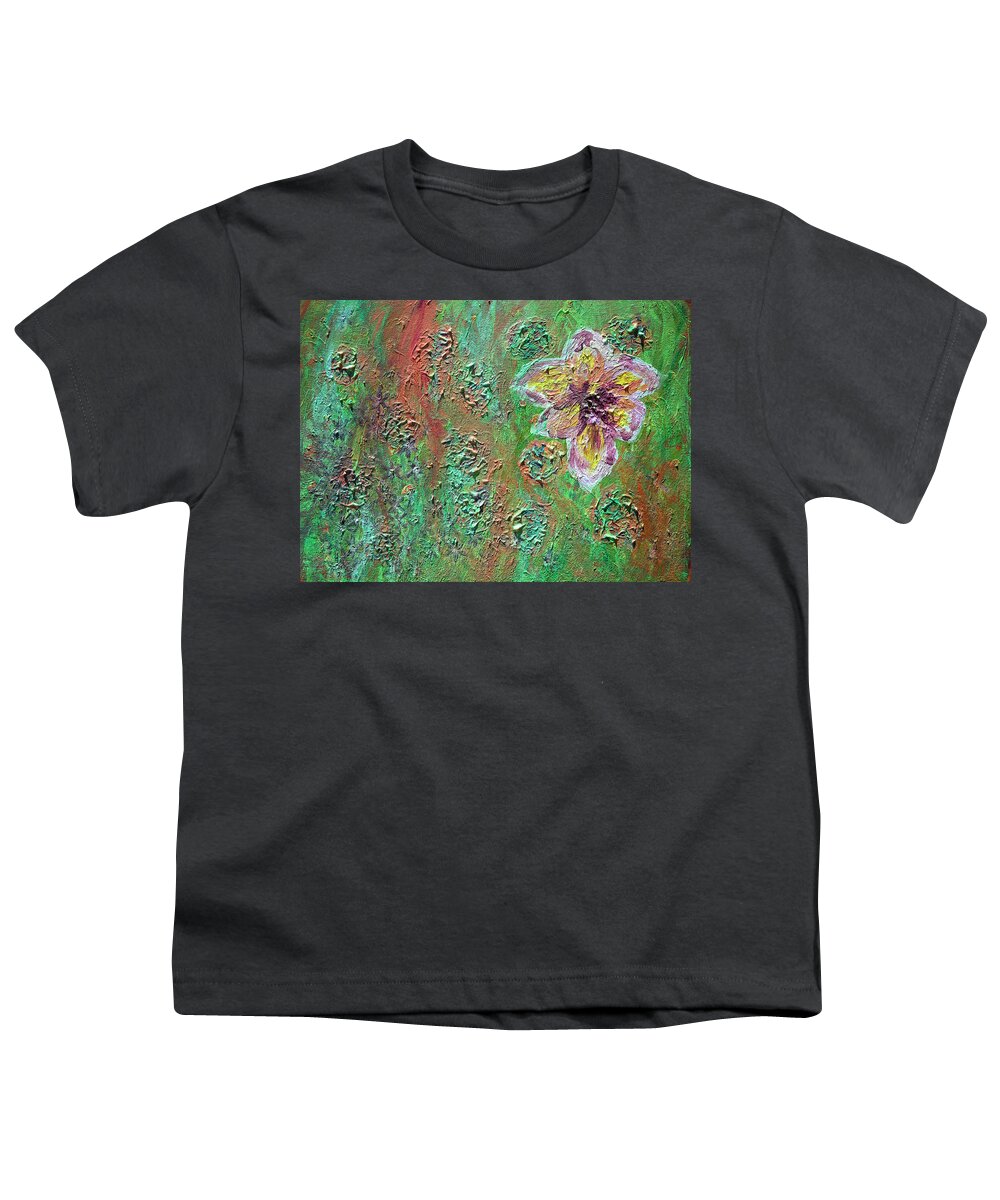12 X 16 Inches Youth T-Shirt featuring the painting Wild Flower by Jay Heifetz