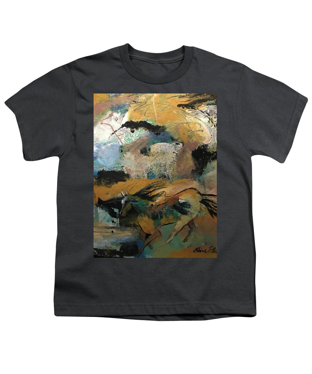 Wild Mustang Youth T-Shirt featuring the painting Wild majesty by Elaine Elliott