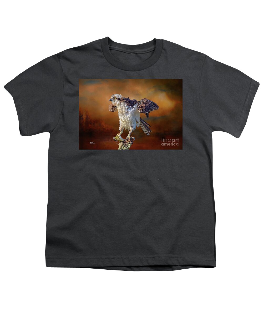 Ospreys Youth T-Shirt featuring the mixed media Wildlife Artistry by DB Hayes