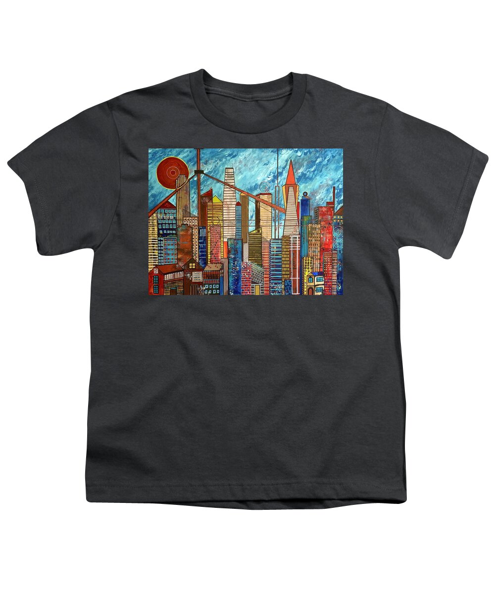 Cubism Youth T-Shirt featuring the painting Windy Day by Raji Musinipally