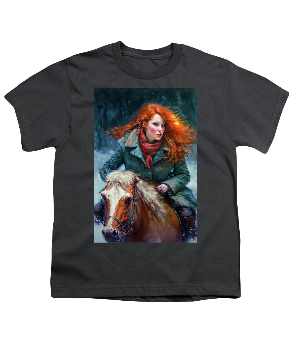 Redhead Youth T-Shirt featuring the painting Winter Hallow Into The Night by Bob Orsillo
