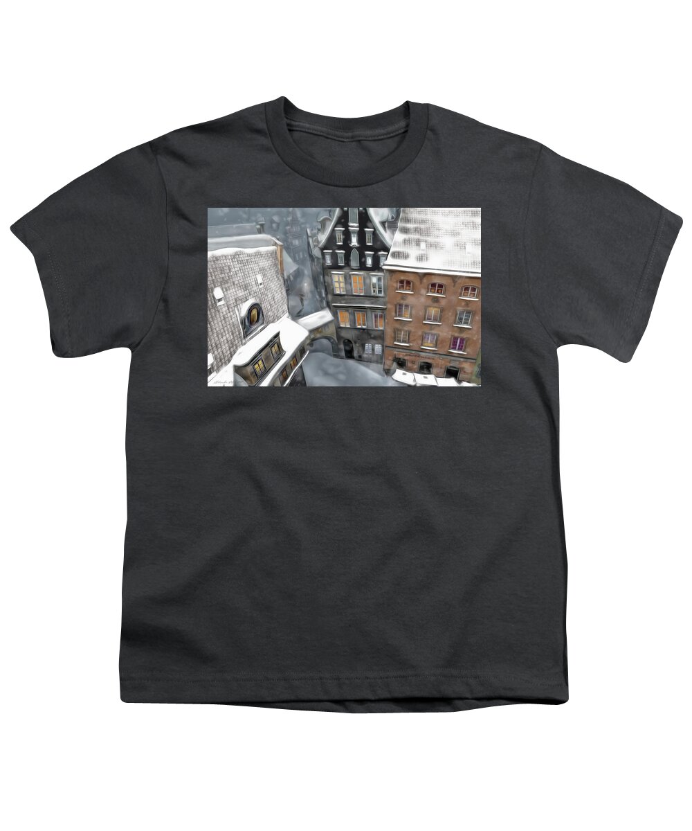 Buildings Youth T-Shirt featuring the photograph Winter in the Old Town by Aleksander Rotner