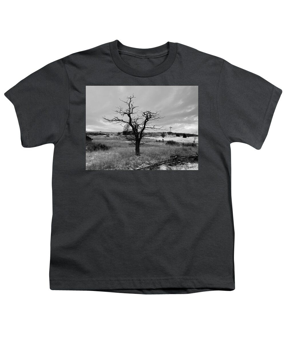 Winter Youth T-Shirt featuring the photograph Winter Tree Silhouette BW by Jerry Abbott