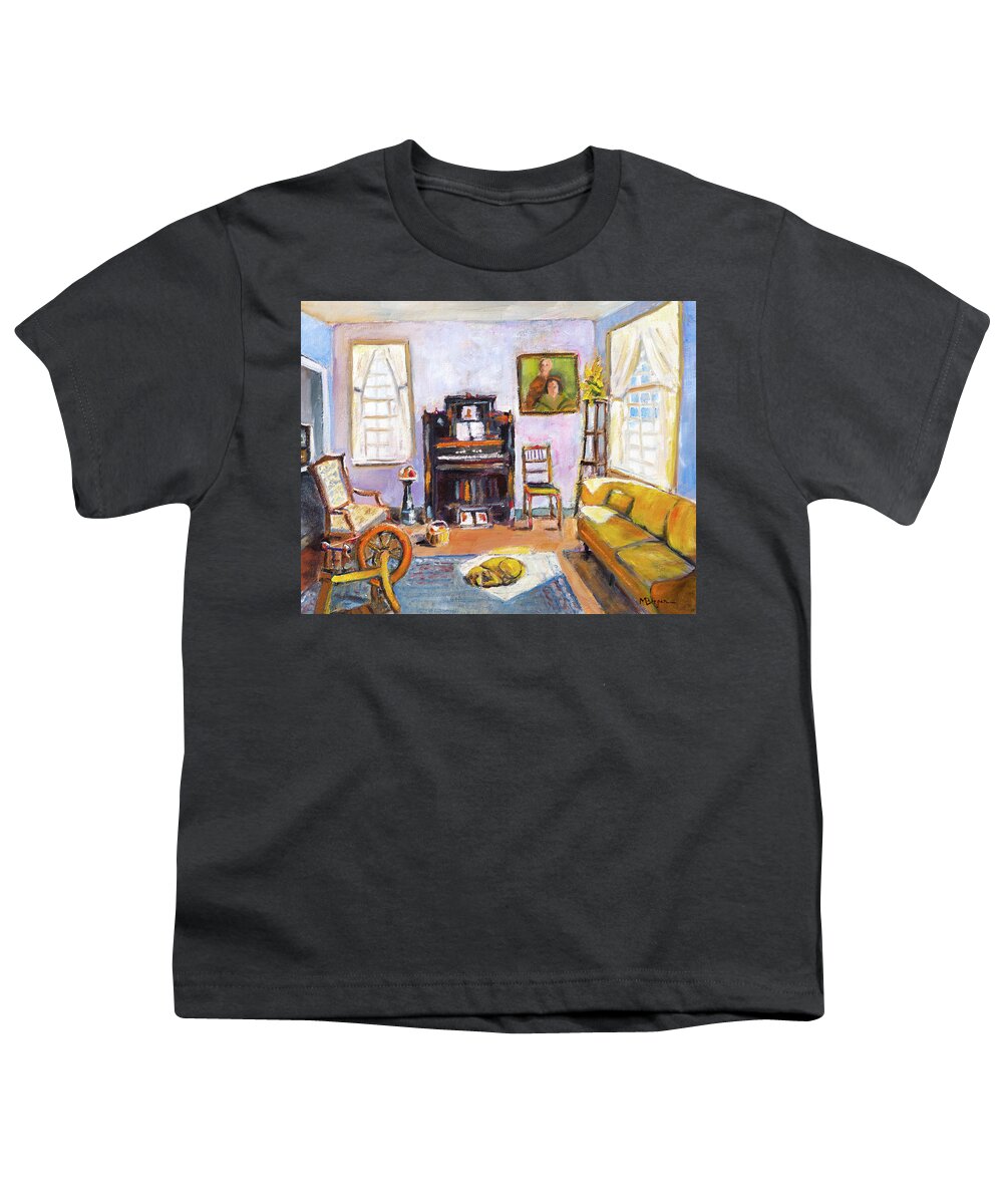 Yaquina Bay Lighthouse Youth T-Shirt featuring the painting Yaquina Bay Lighthouse Parlor by Mike Bergen