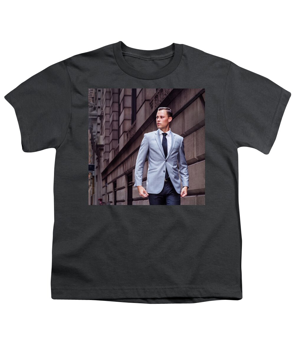 Attitude Youth T-Shirt featuring the photograph Young Businessman in New York City by Alexander Image