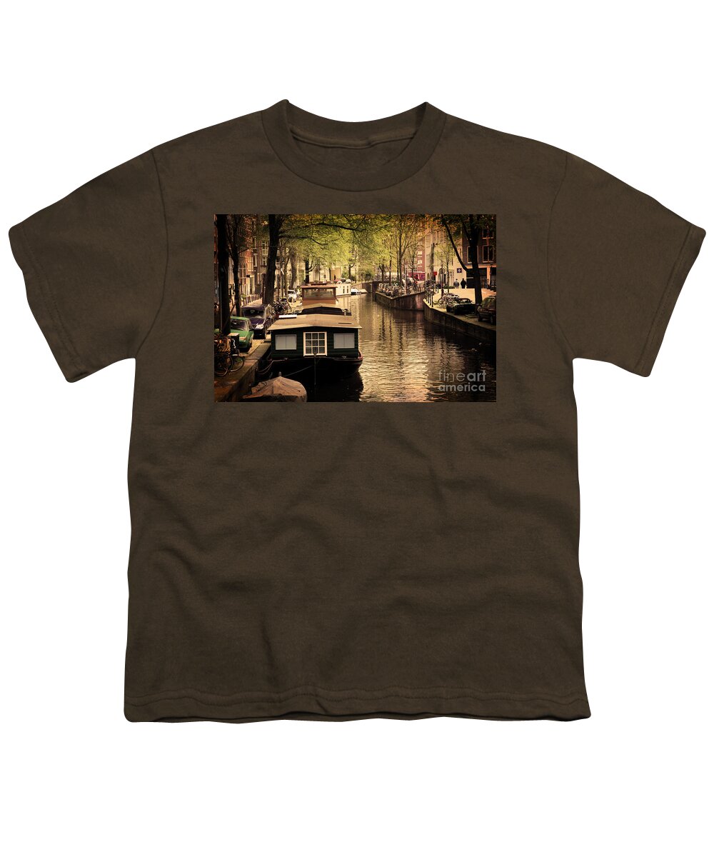 Amsterdam Youth T-Shirt featuring the photograph Amsterdam romantic canal #1 by Michal Bednarek