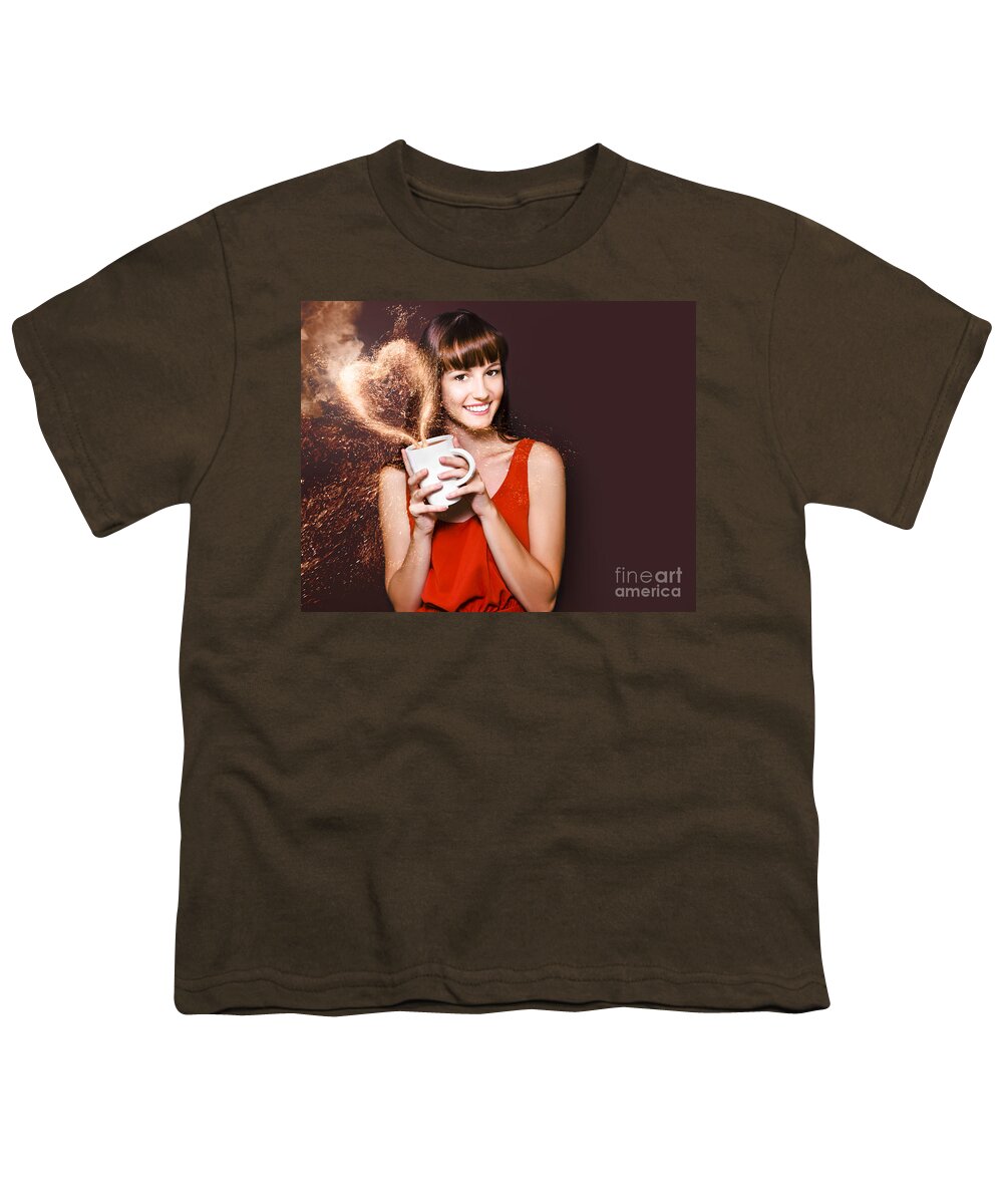 Cafe Youth T-Shirt featuring the photograph I Love Hot Coffee by Jorgo Photography