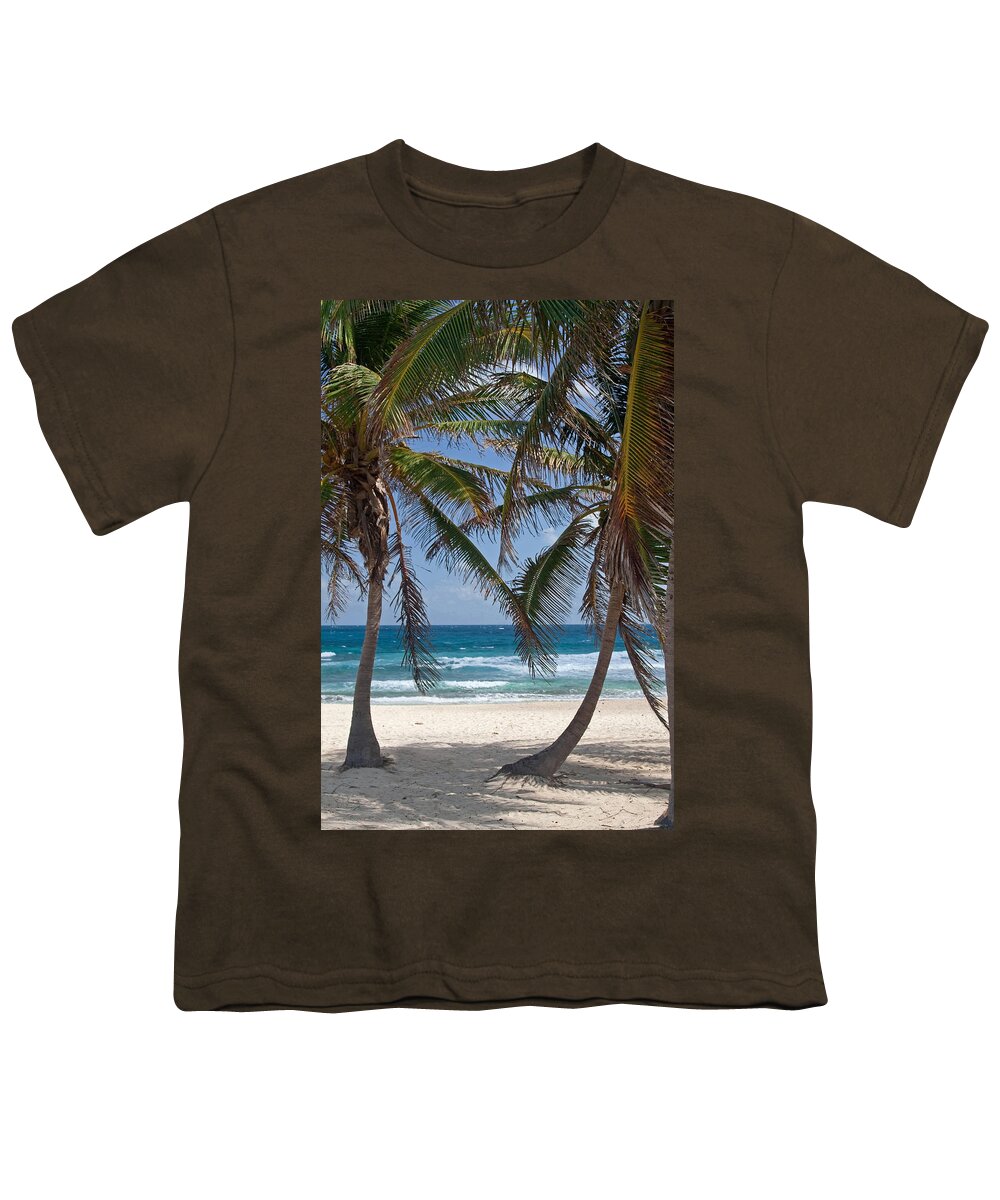 Palm Trees Youth T-Shirt featuring the photograph Serene Caribbean Beach by Sven Brogren
