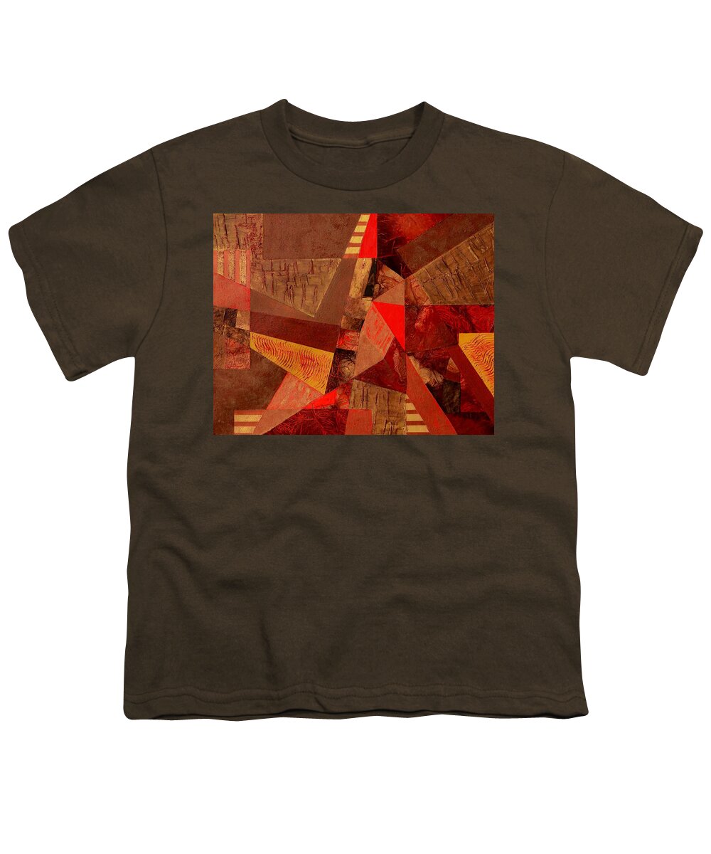 Red Youth T-Shirt featuring the painting Teamwork by Linda Bailey