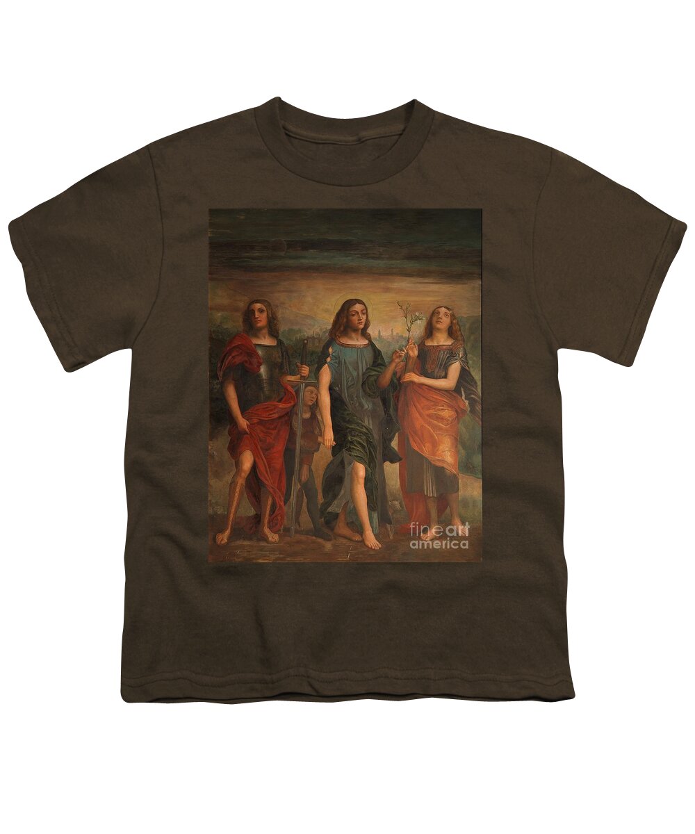 The Three Archangels Youth T-Shirt featuring the painting The Three Archangels by Matteo TOTARO