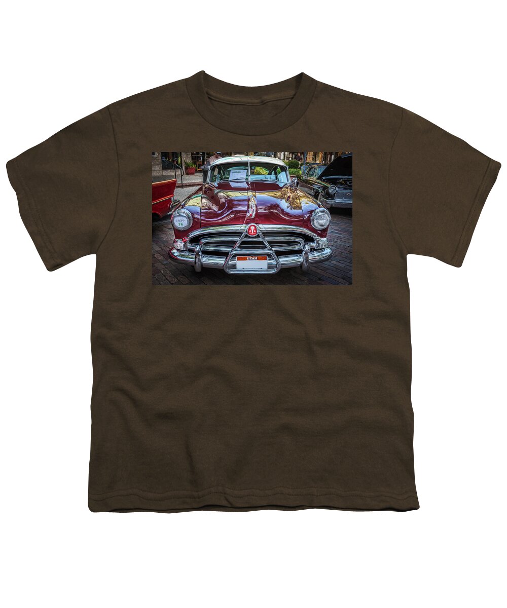 1952 Hudson Youth T-Shirt featuring the photograph 1952 Hudson Hornet 4 door Sedan Twin H Power painted by Rich Franco