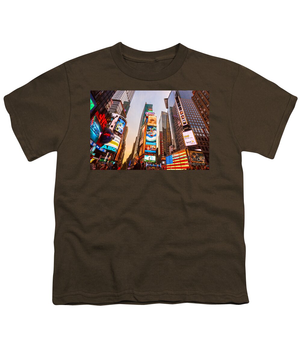 Angle Youth T-Shirt featuring the photograph New York City - Times Square #2 by Luciano Mortula