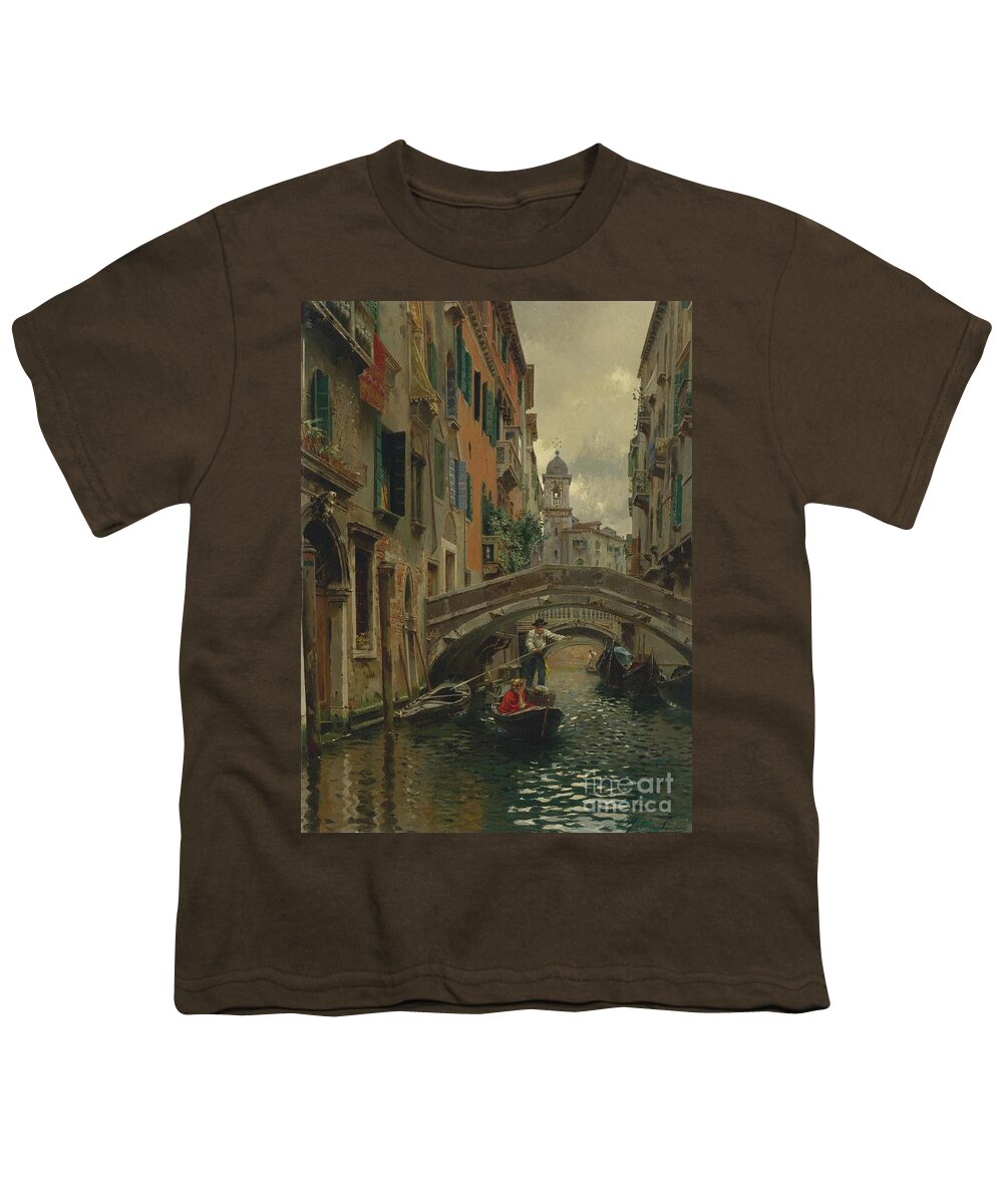 U.s.pd Youth T-Shirt featuring the painting A quiet canal Venice by Thea Recuerdo