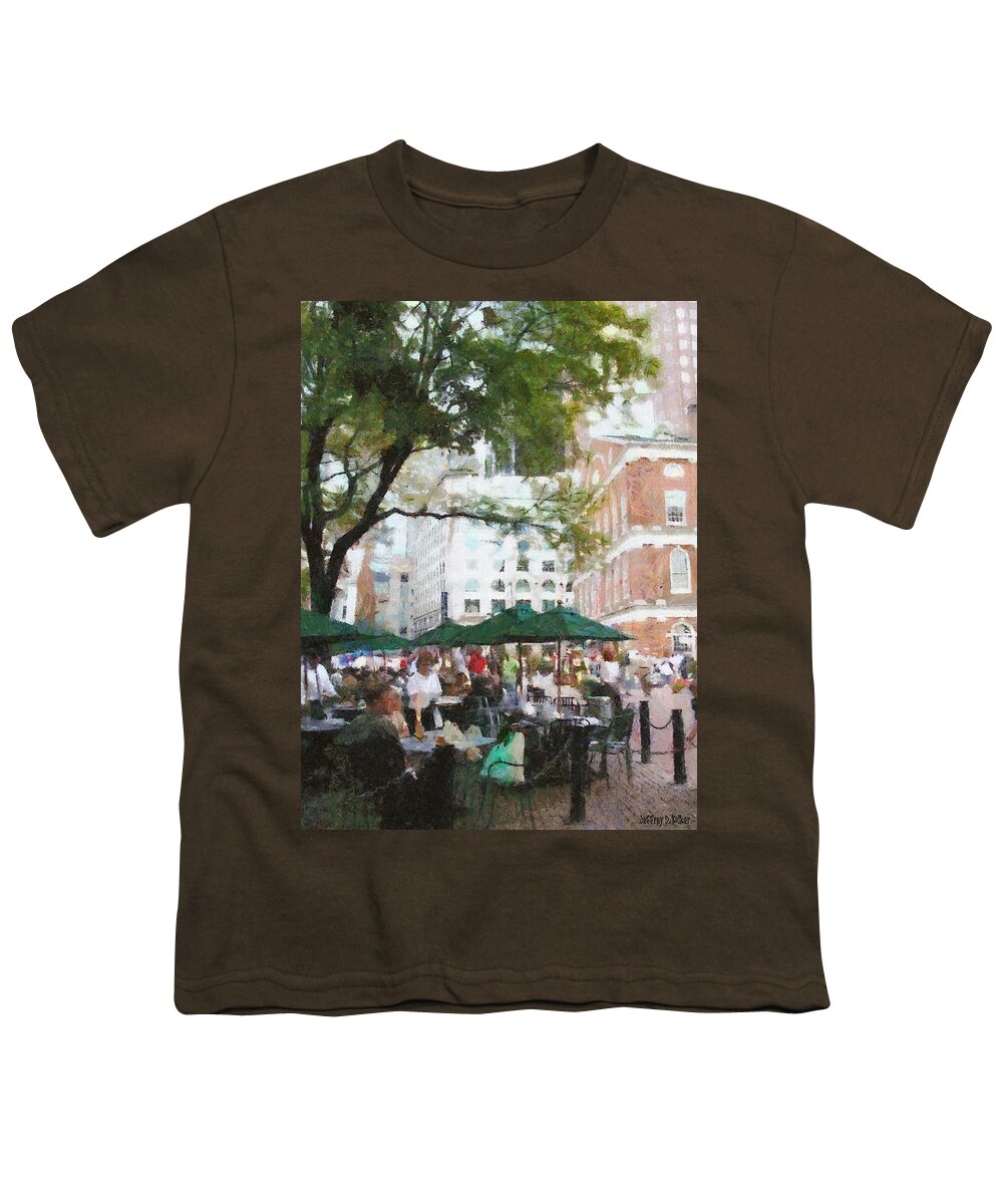 Afternoon Youth T-Shirt featuring the painting Afternoon at Faneuil Hall by Jeffrey Kolker
