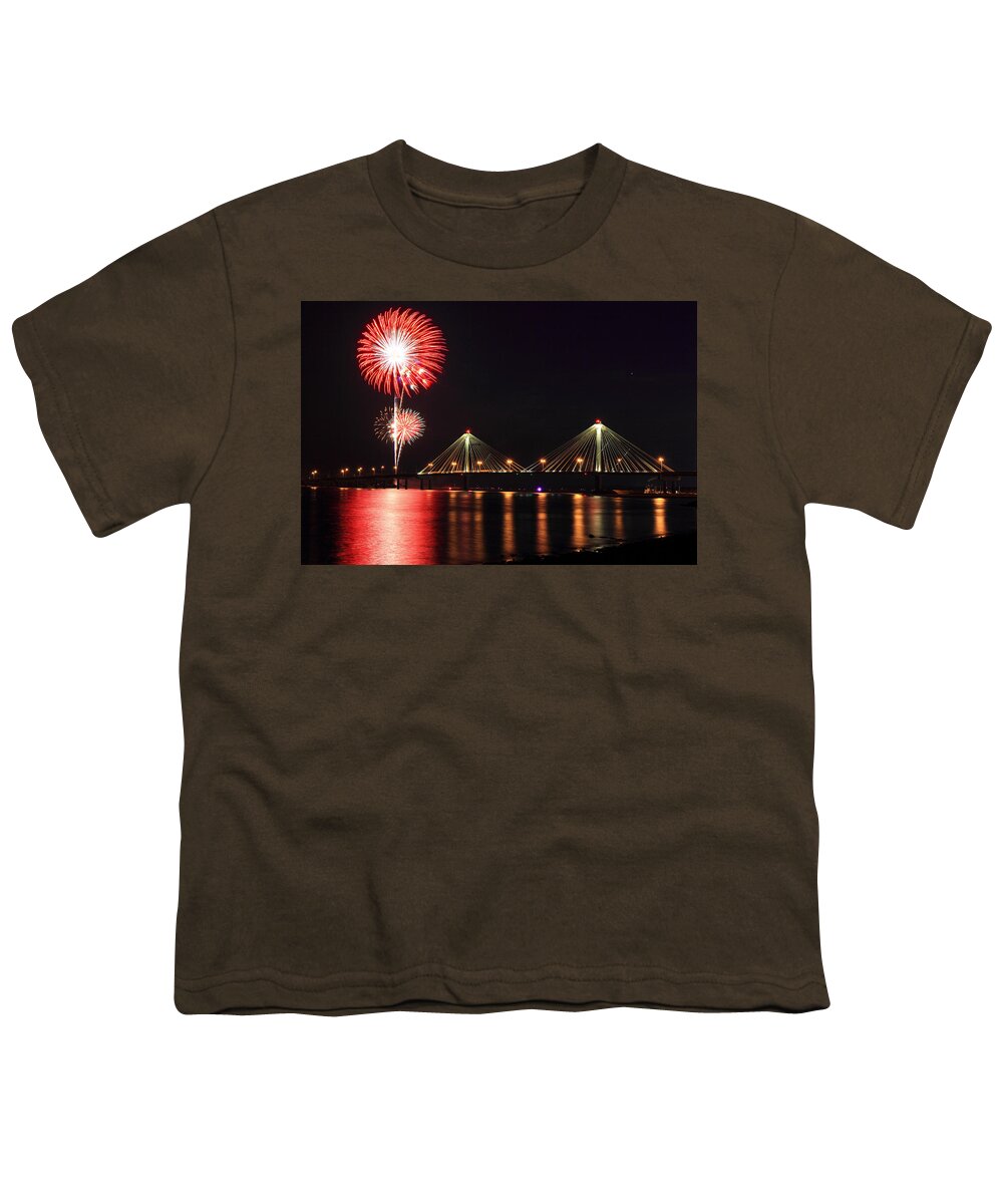 Clark Youth T-Shirt featuring the photograph Alton Fireworks by Scott Rackers