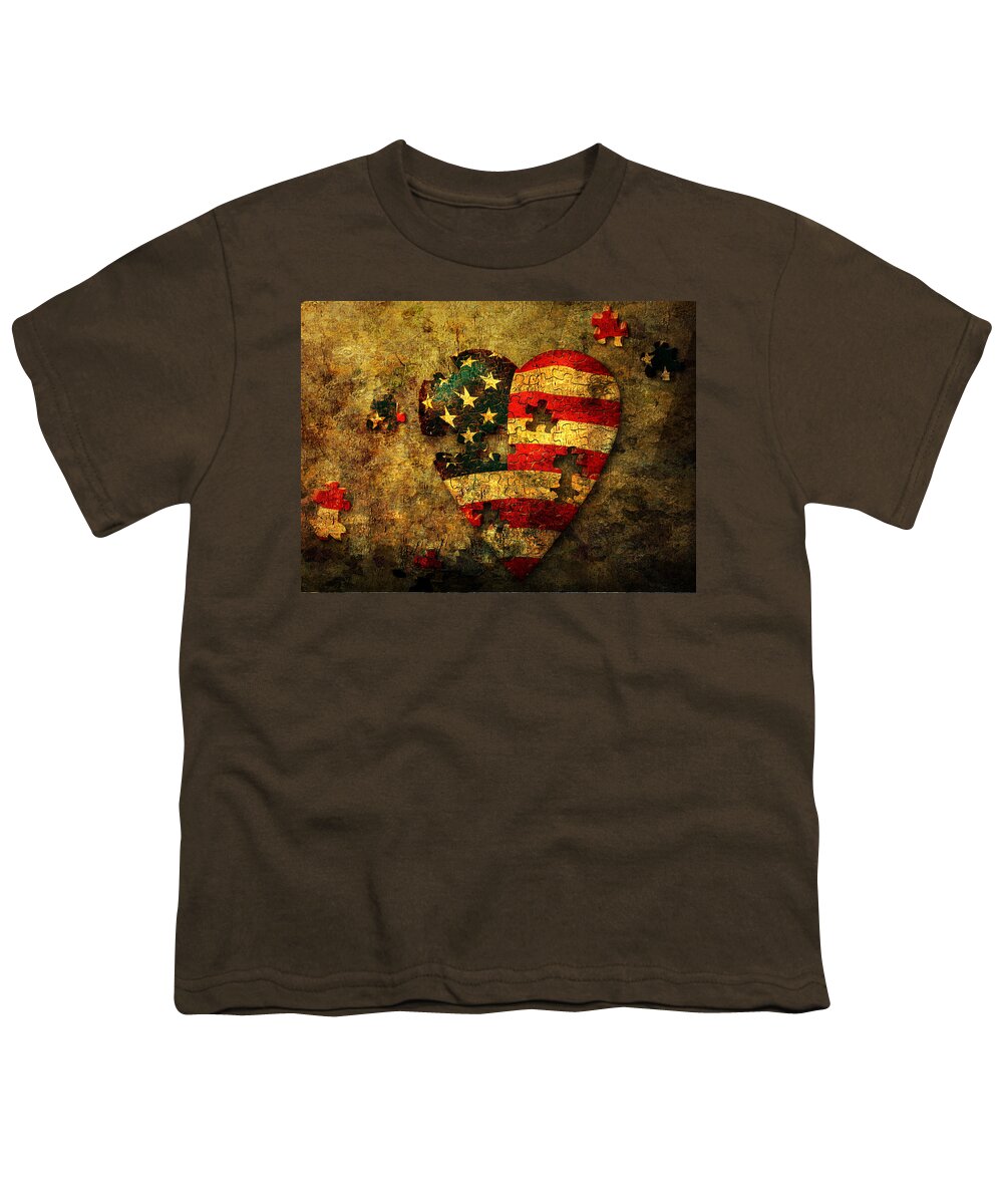 Abstract Youth T-Shirt featuring the digital art American Puzzle by Bruce Rolff