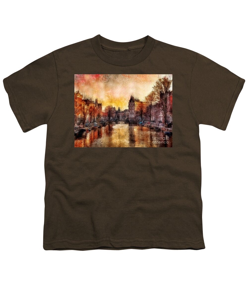 Amsterdam Youth T-Shirt featuring the painting Amsterdam by Mo T
