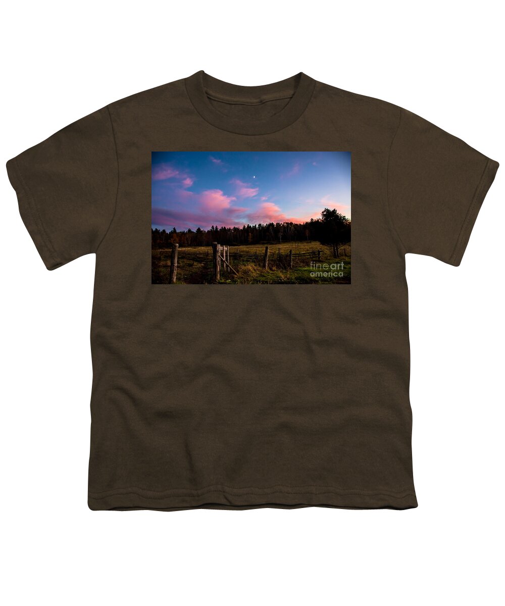 Sunset Youth T-Shirt featuring the photograph Autumn Barnyard Sunset by Cheryl Baxter