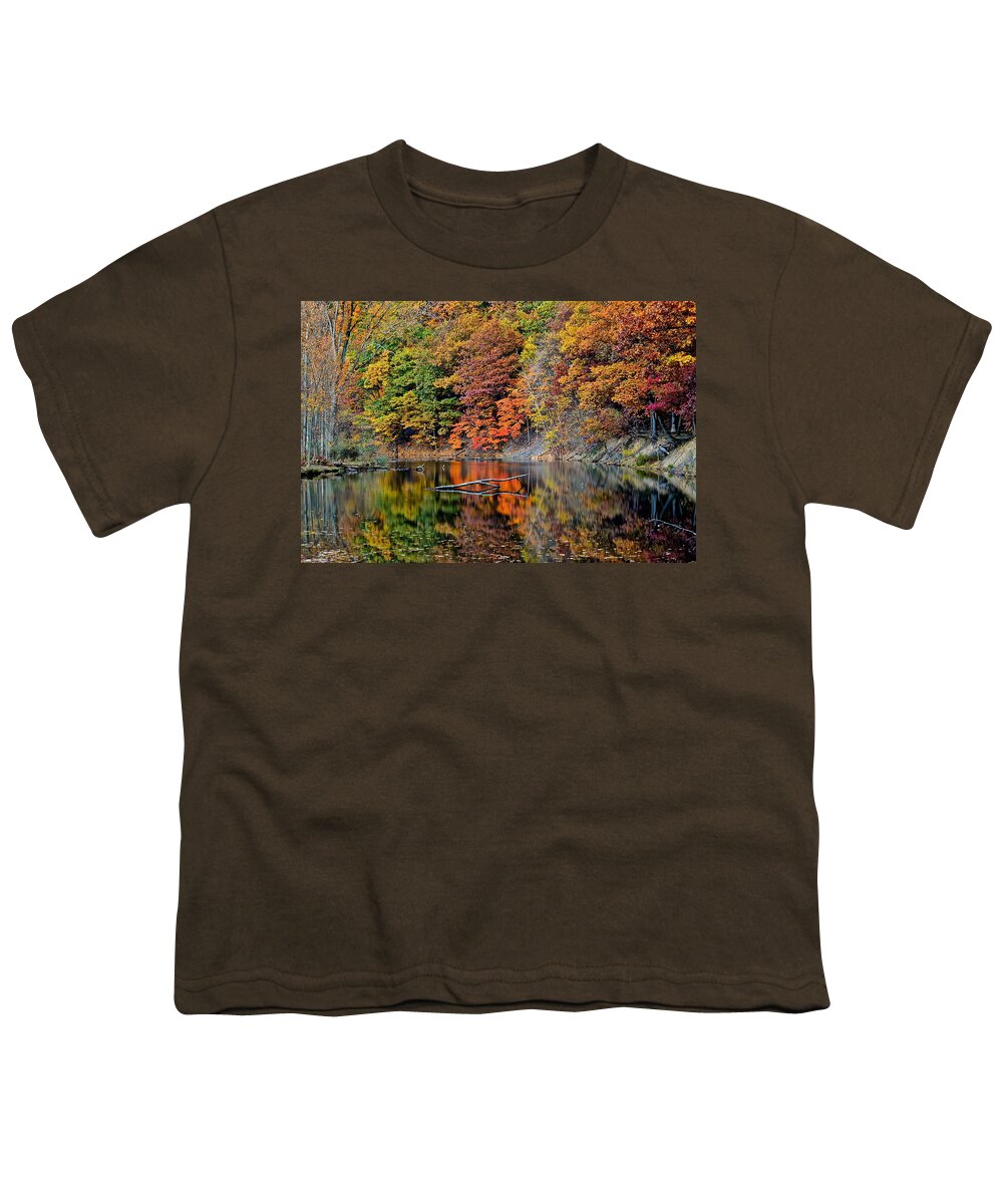 Autumn Youth T-Shirt featuring the photograph Autumn Colors Reflect by Frozen in Time Fine Art Photography