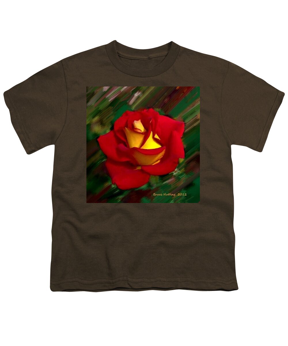 Rose Youth T-Shirt featuring the painting Beautiful Red Rose by Bruce Nutting