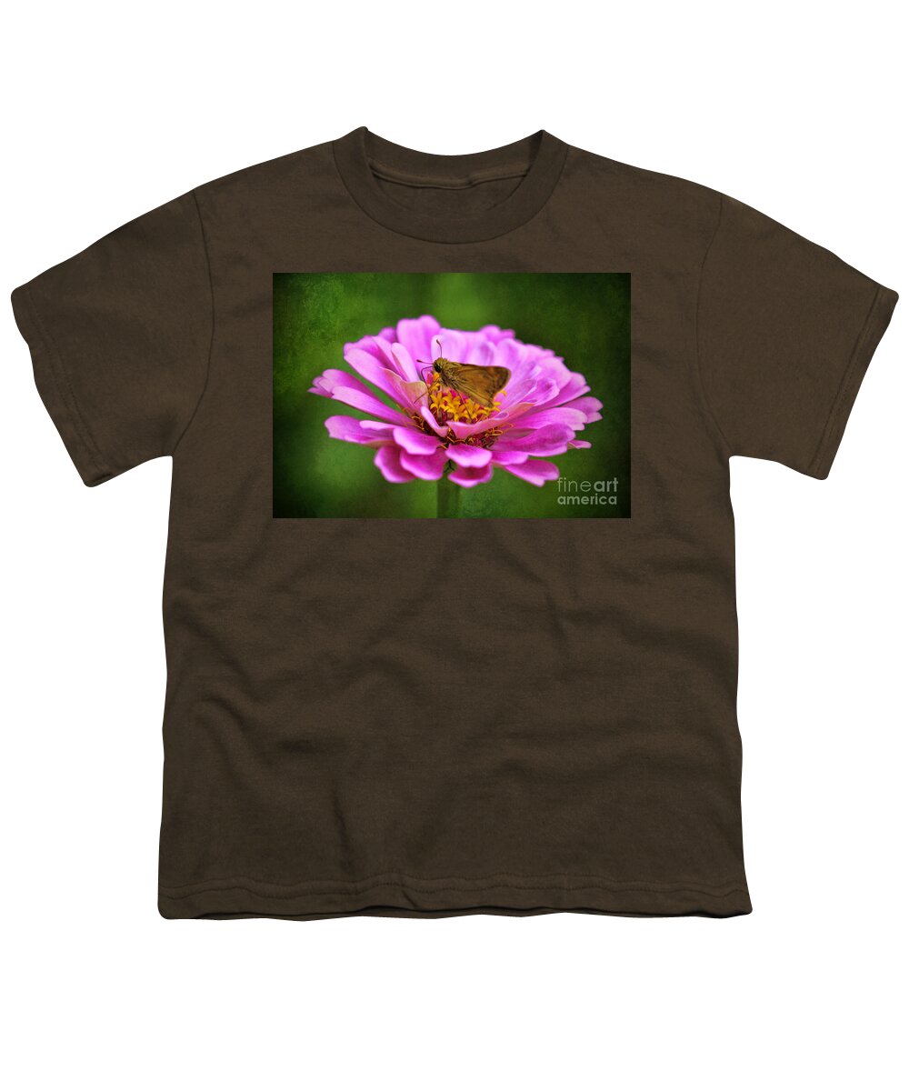Zinnias Youth T-Shirt featuring the photograph Beauty and the Butterfly by Elizabeth Winter