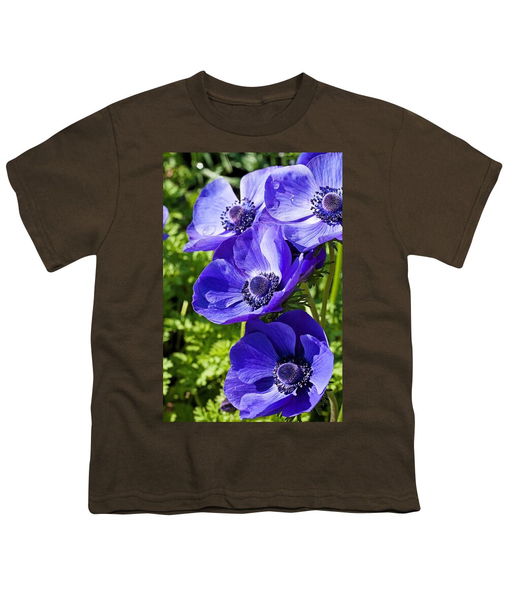 Poppy Youth T-Shirt featuring the photograph Blue Poppy Anemone by Michael Porchik