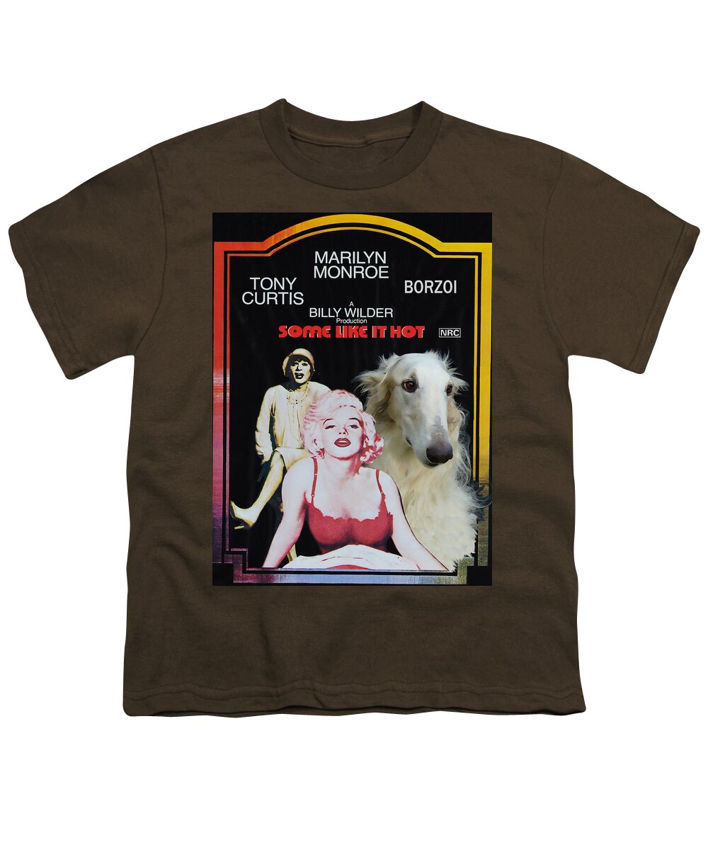 Dog Youth T-Shirt featuring the painting Borzoi Art - Some Like It Hot Movie Poster by Sandra Sij