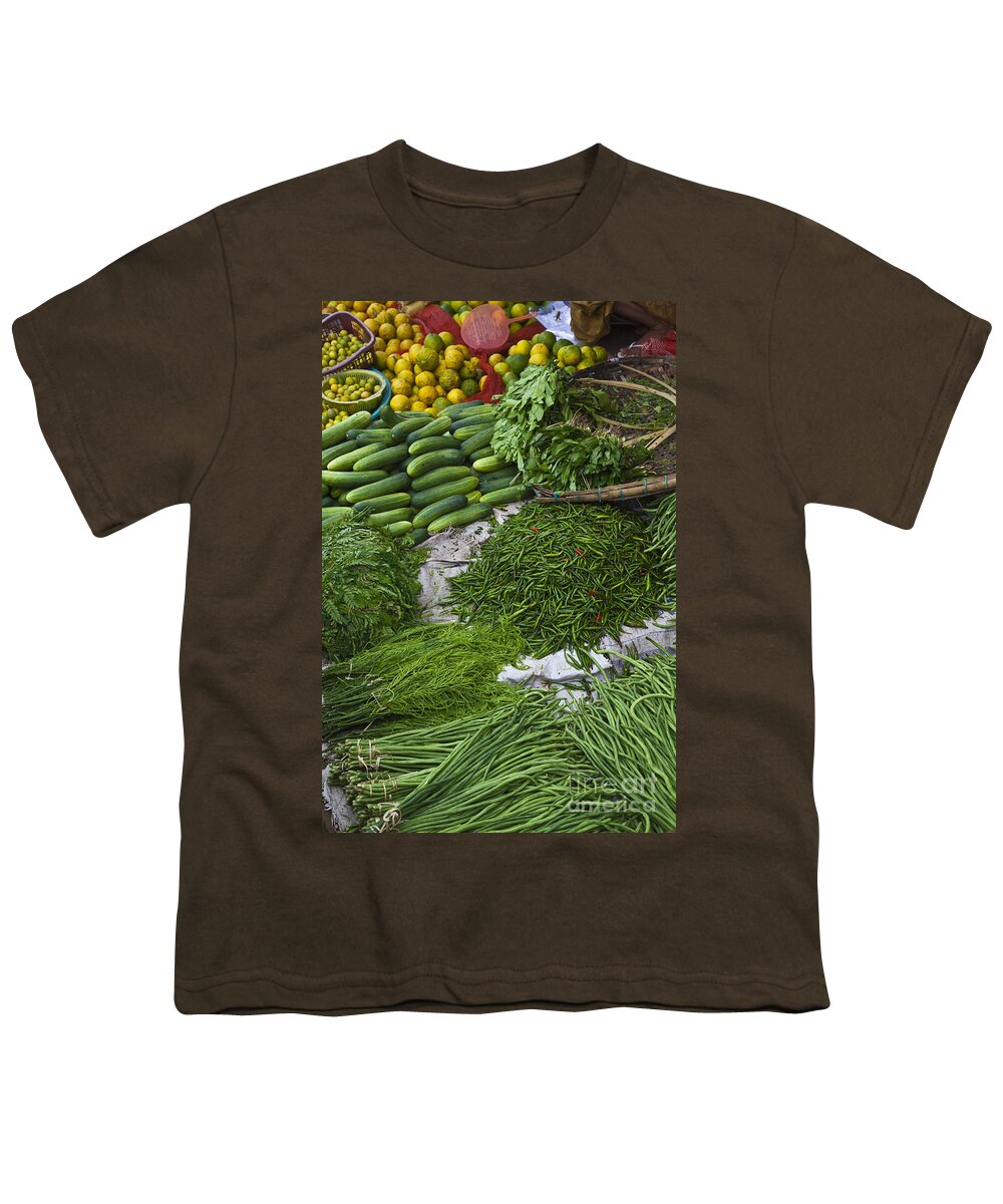 Vertical Youth T-Shirt featuring the photograph Burmese Vegetable Market by Craig Lovell