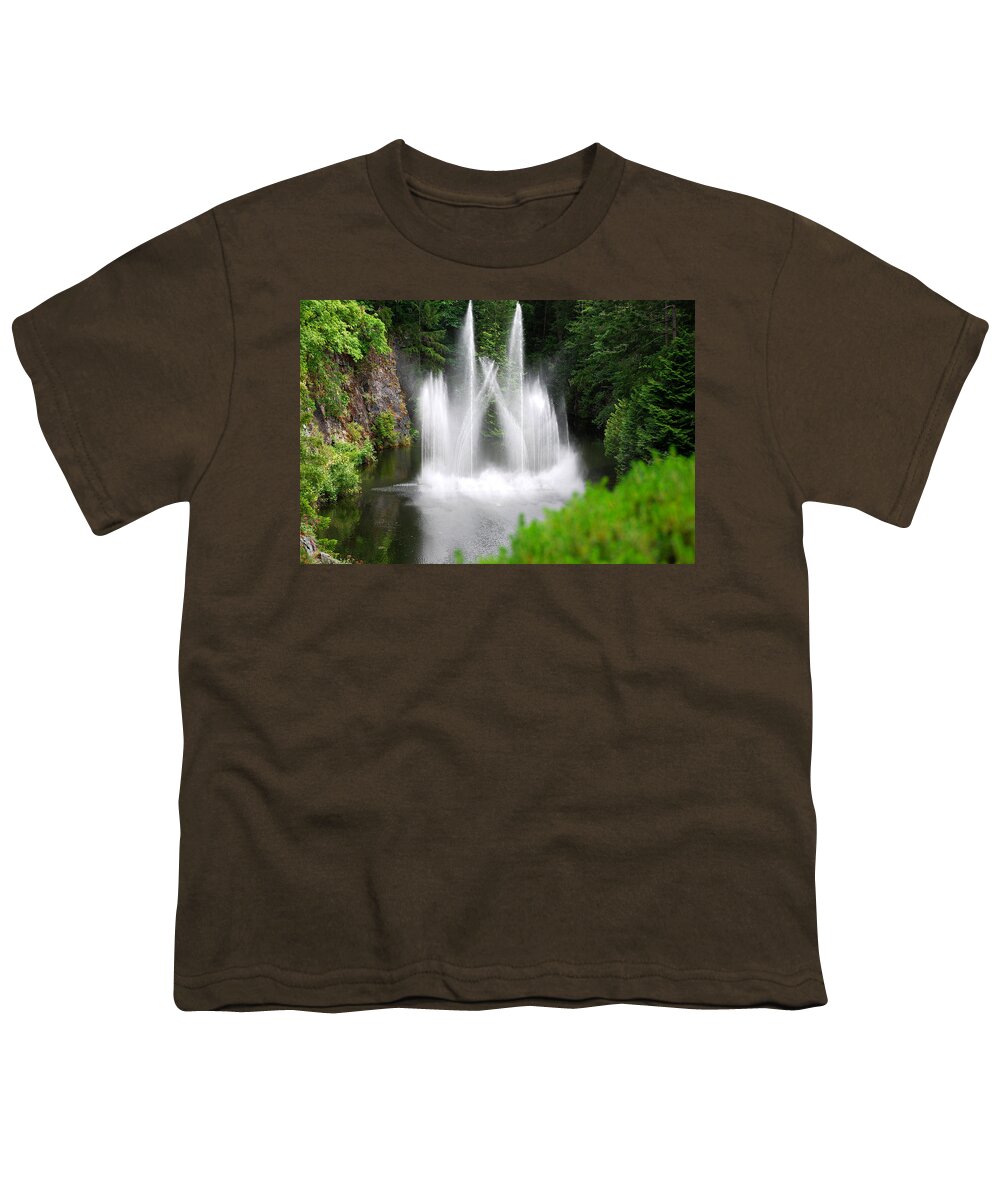 Butchart Gardens Waterfalls Youth T-Shirt featuring the photograph Butchart Gardens Waterfalls by Lisa Phillips