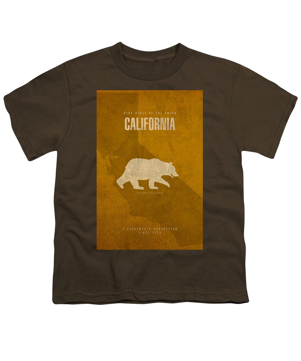 #faatoppicks Youth T-Shirt featuring the mixed media California State Facts Minimalist Movie Poster Art by Design Turnpike