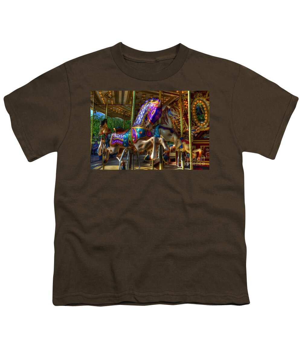 Carousel Youth T-Shirt featuring the photograph Carousel Beauties Ready To Ride by Bob Christopher