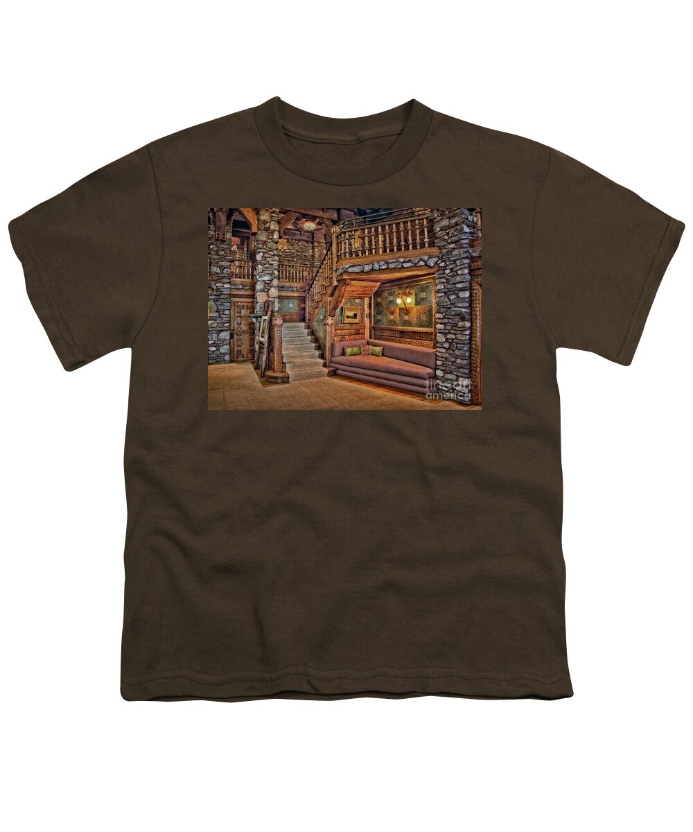 Gillette Castle Youth T-Shirt featuring the photograph Castle Living Room by Susan Candelario