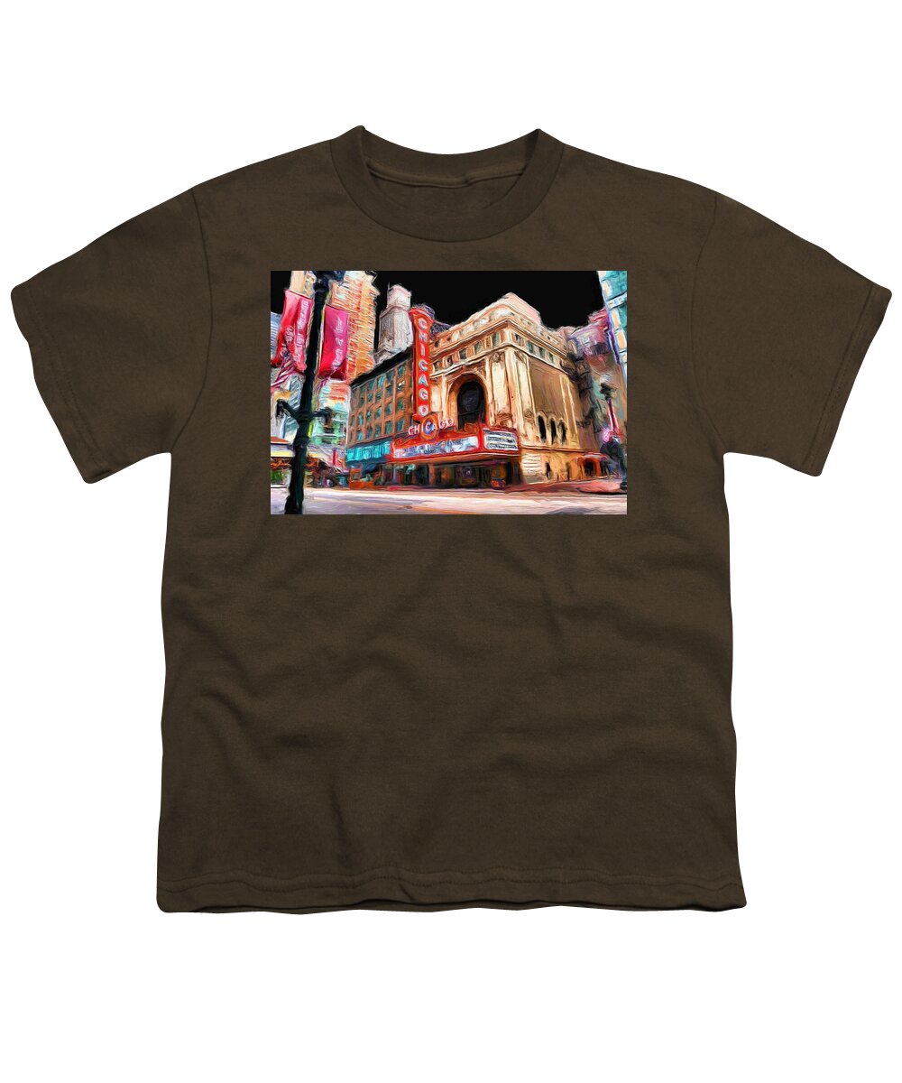 Chicago Youth T-Shirt featuring the painting Chicago Theater - 23 by Ely Arsha