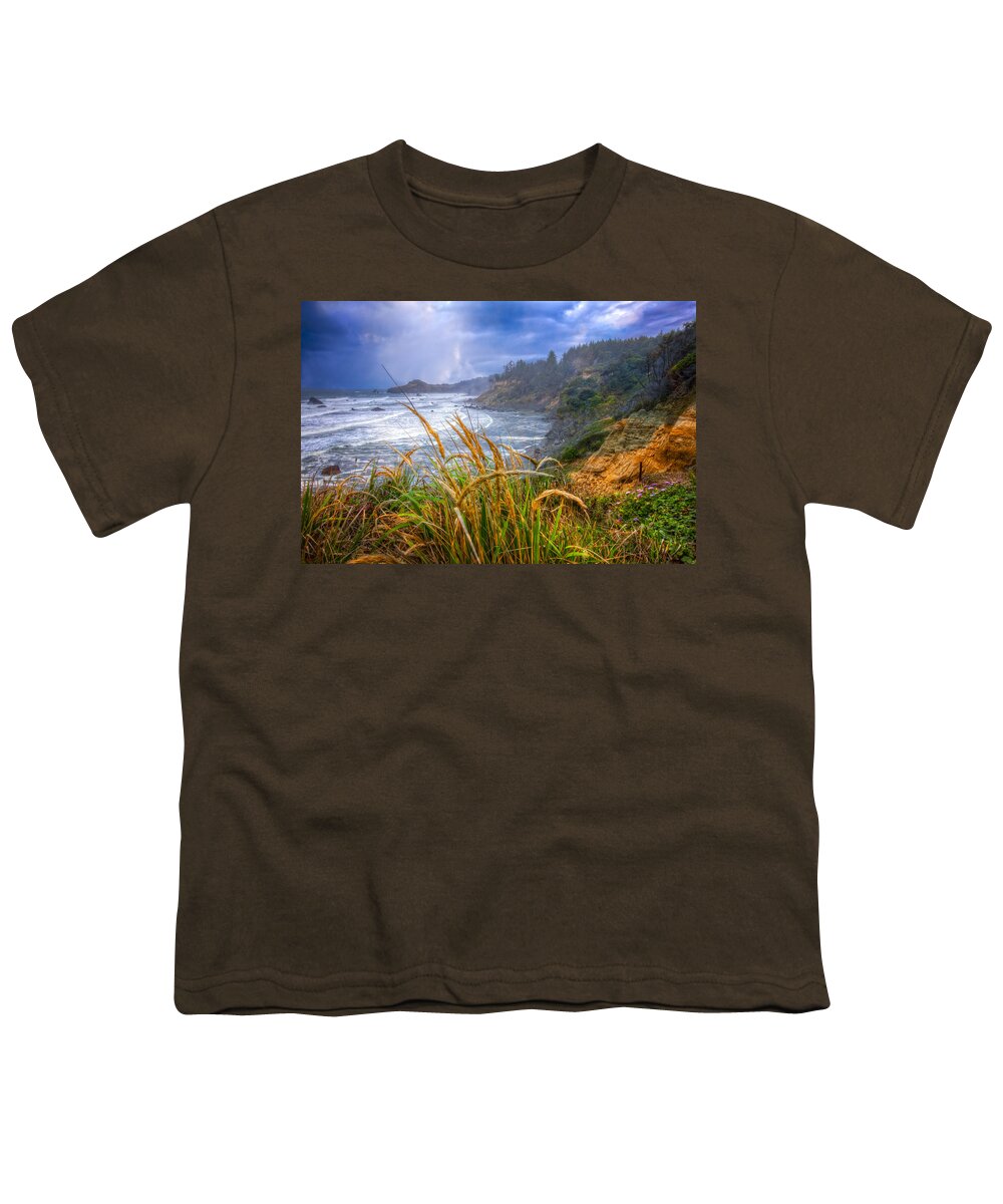 Clouds Youth T-Shirt featuring the photograph Coastal Oregon by Debra and Dave Vanderlaan