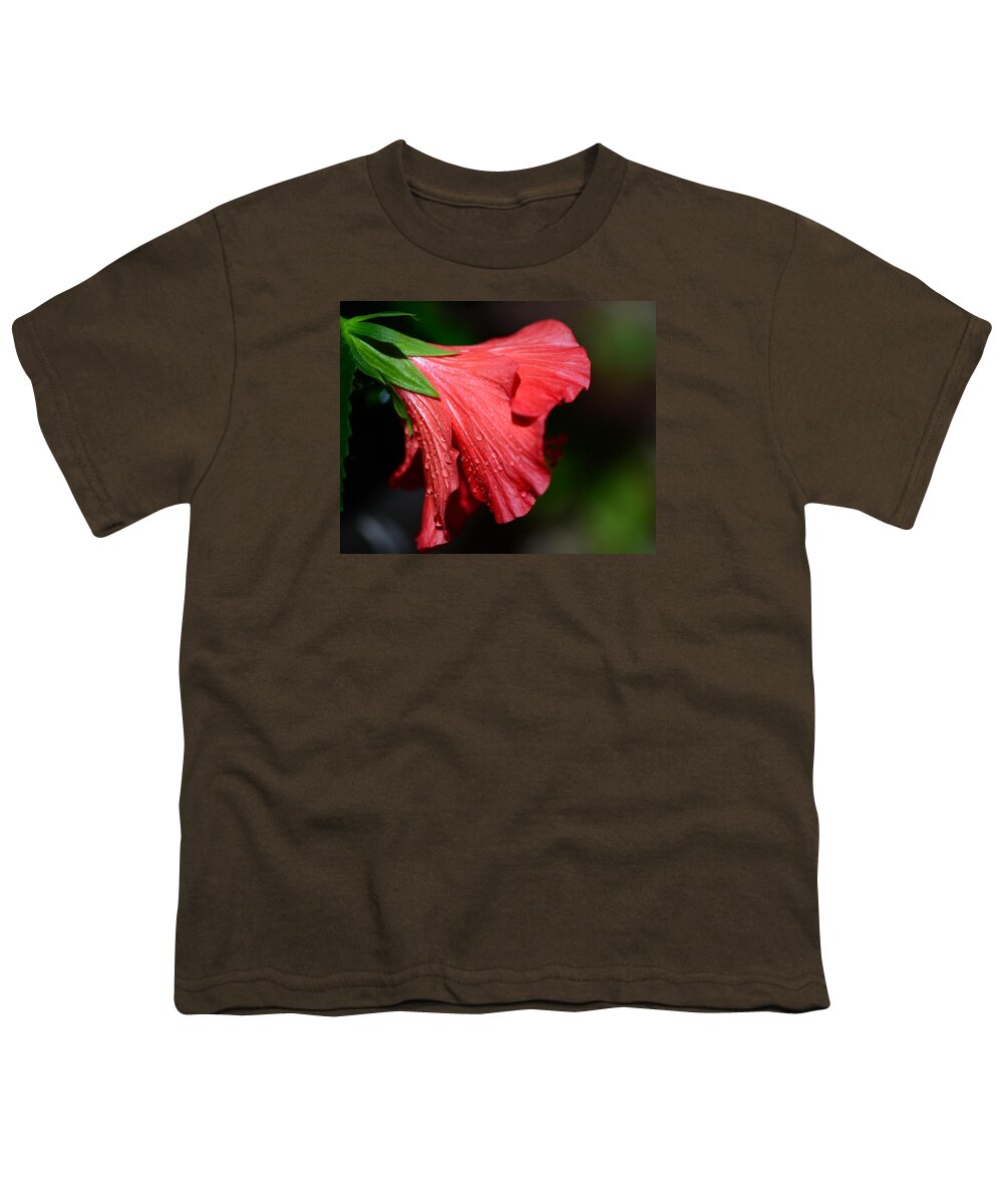 Red Hibiscus Youth T-Shirt featuring the photograph Colors of Love. Red Hibiscus Flower by Connie Fox