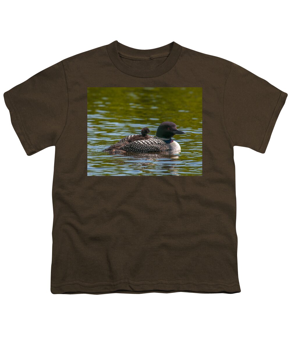Common Loon Youth T-Shirt featuring the photograph Common Loon and Her Chick by Brenda Jacobs
