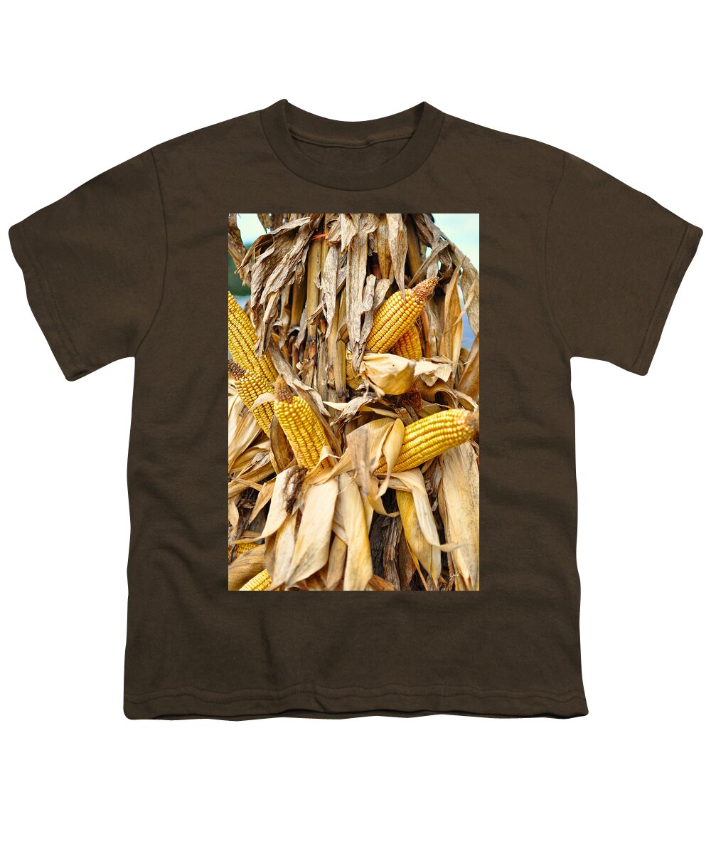 Outdoors Youth T-Shirt featuring the photograph Corn Shock - Sign of Autumn by Paulette B Wright